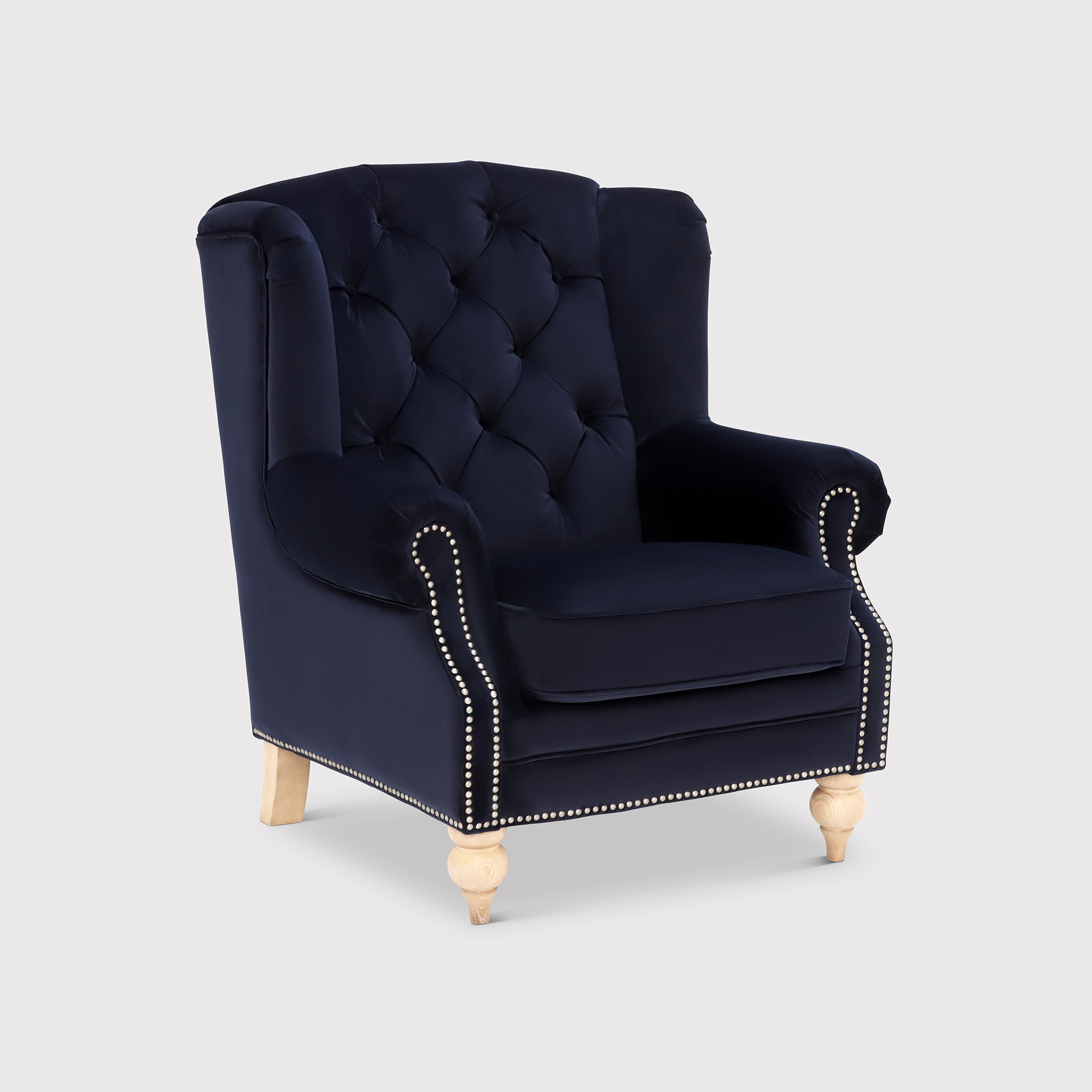 Ullswater Velvet Wing Armchair, Navy | Barker & Stonehouse