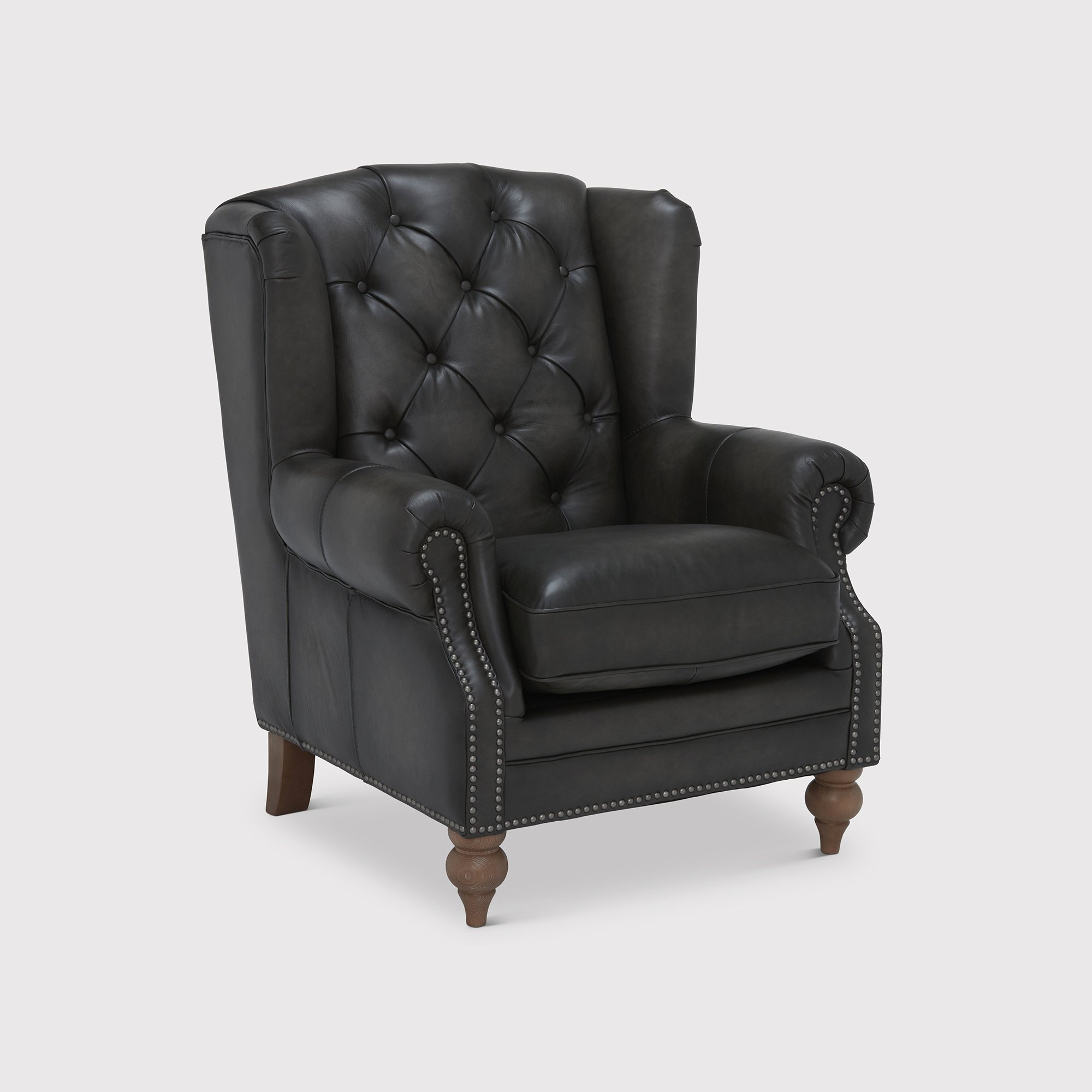 Ullswater Leather Wing Armchair, Black | Barker & Stonehouse
