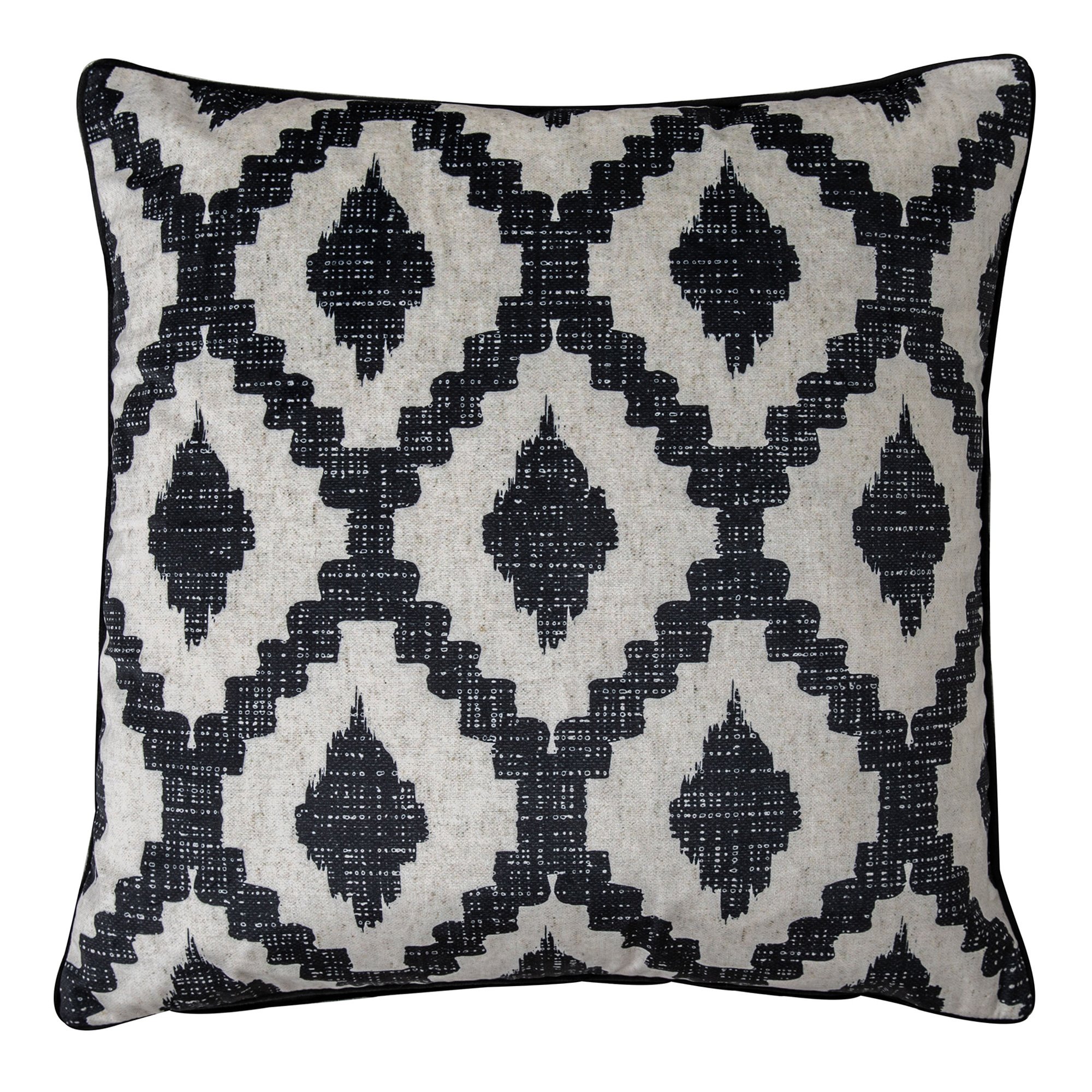 Velvet Diamond Cushion, Square, Black Polyester | Barker & Stonehouse
