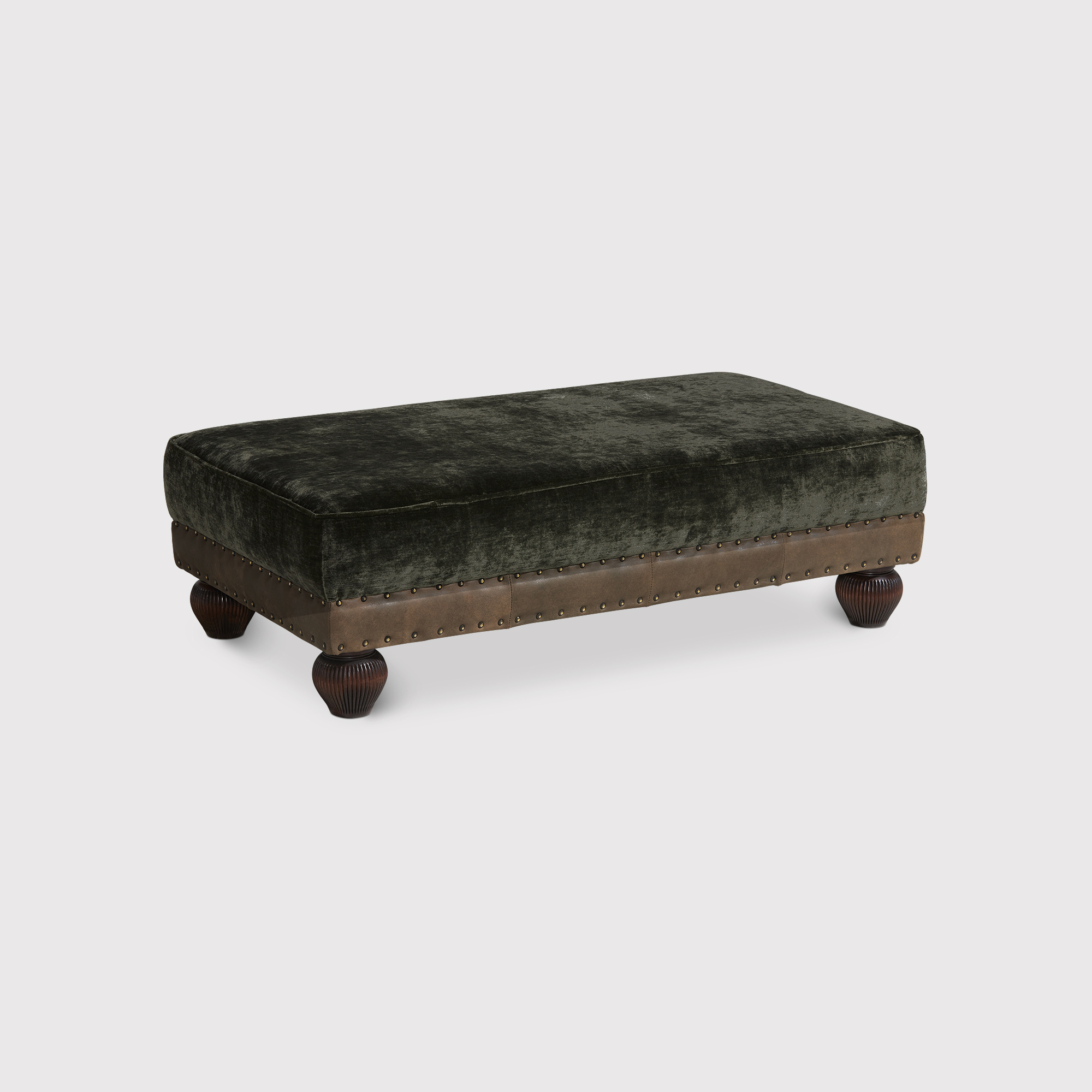 Tetrad Warwick Footstool Comanche Timber And Coco Velvet Olive