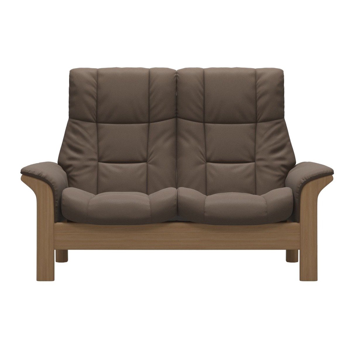 Stressless Windsor High Back 2 Seater Recliner Sofa, Brown Leather | Barker & Stonehouse