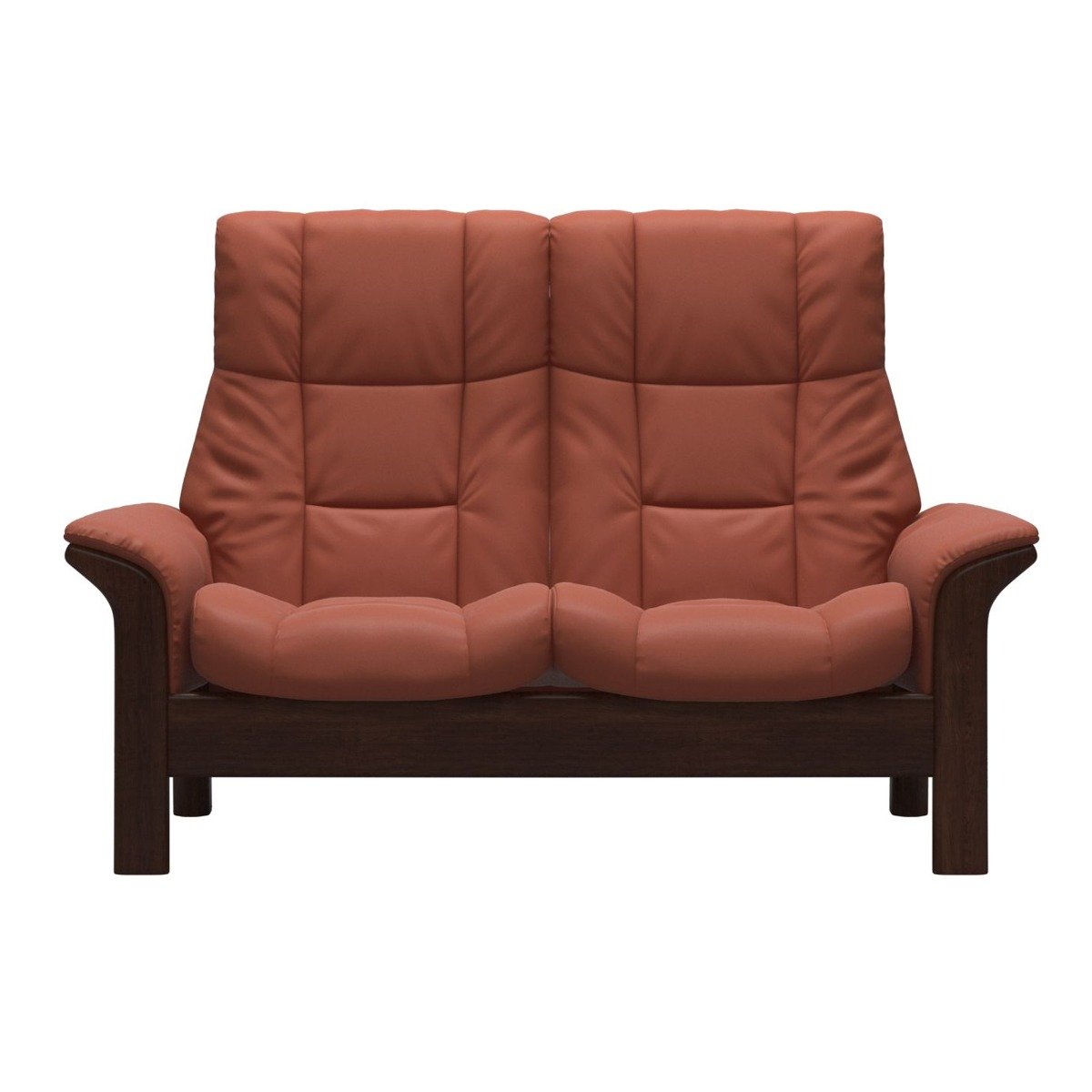 Stressless Windsor High Back 2 Seater Recliner Sofa, Orange Leather | Barker & Stonehouse