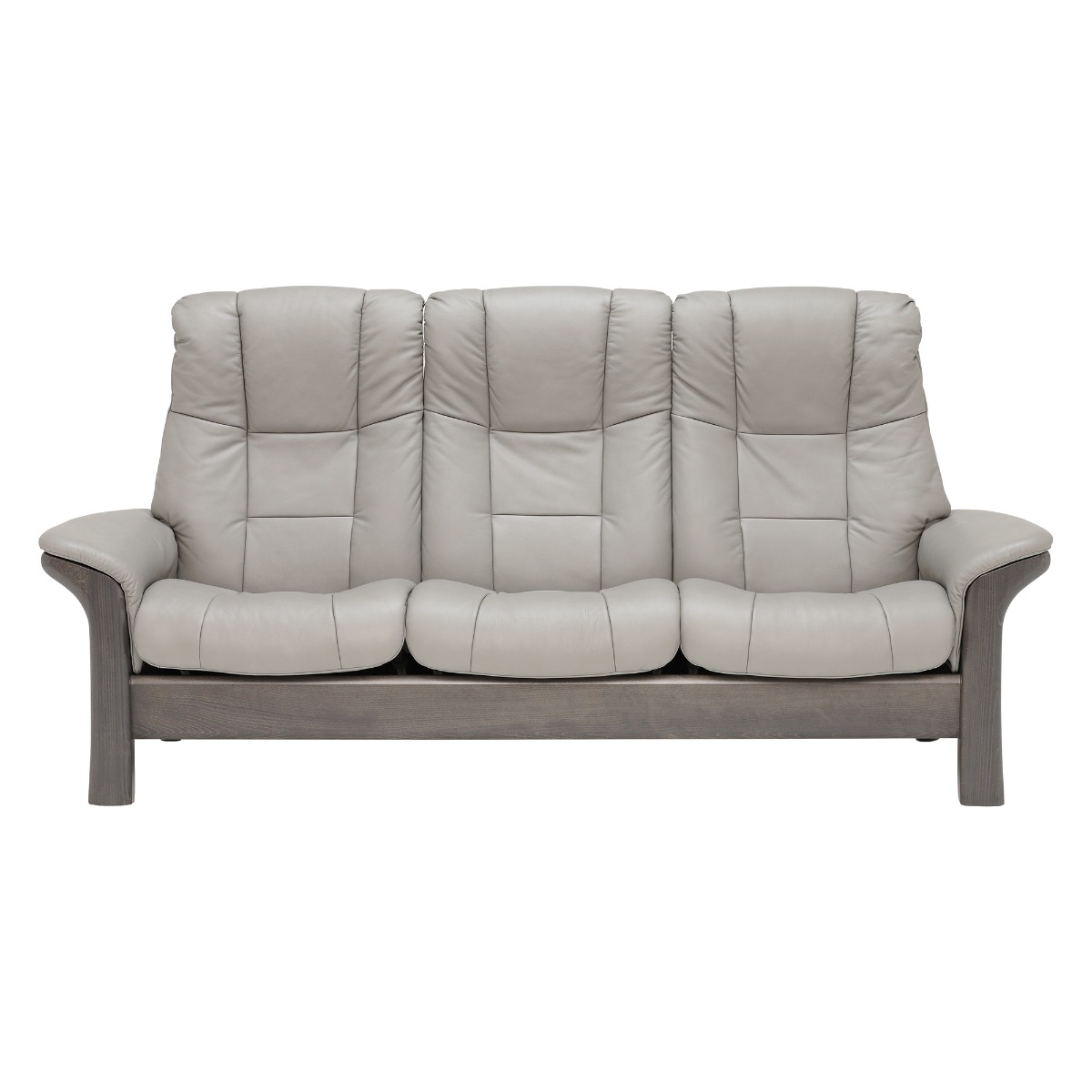 Stressless Windsor High Back 3 Seater Recliner Sofa, Grey Leather | Barker & Stonehouse