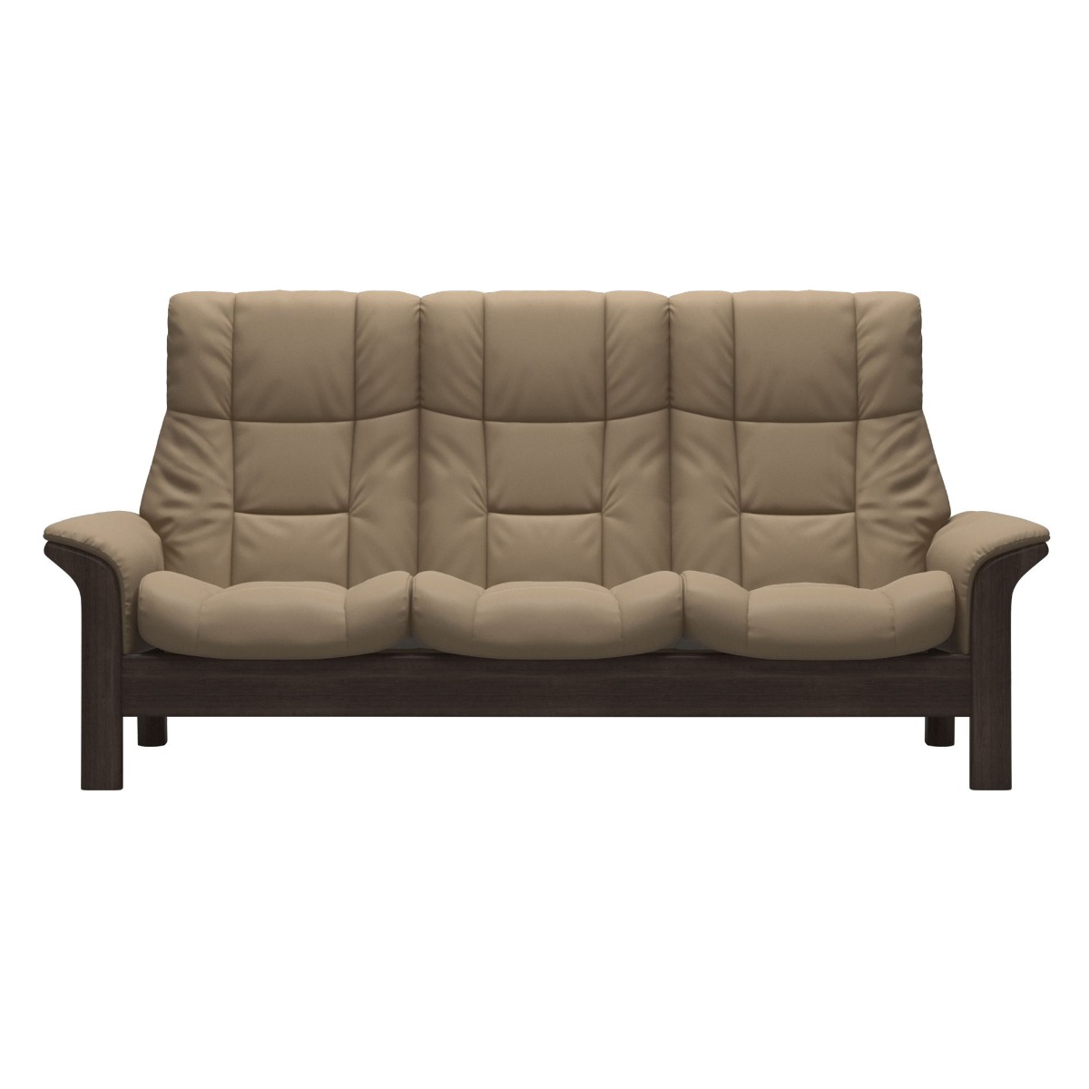 Stressless Windsor High Back 3 Seater Recliner Sofa, Neutral Leather | Barker & Stonehouse
