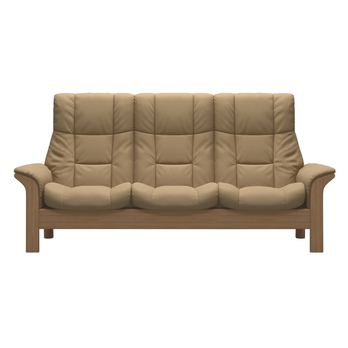 Stressless Windsor High Back 3 Seater Recliner Sofa, Neutral Leather | Barker & Stonehouse