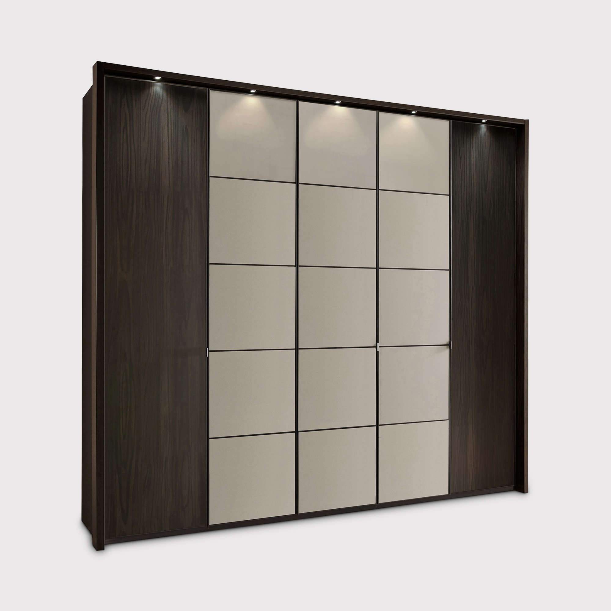 Zenith 5 Door Hinged Wardrobe 250cm x 216cm, Brown | Barker & Stonehouse