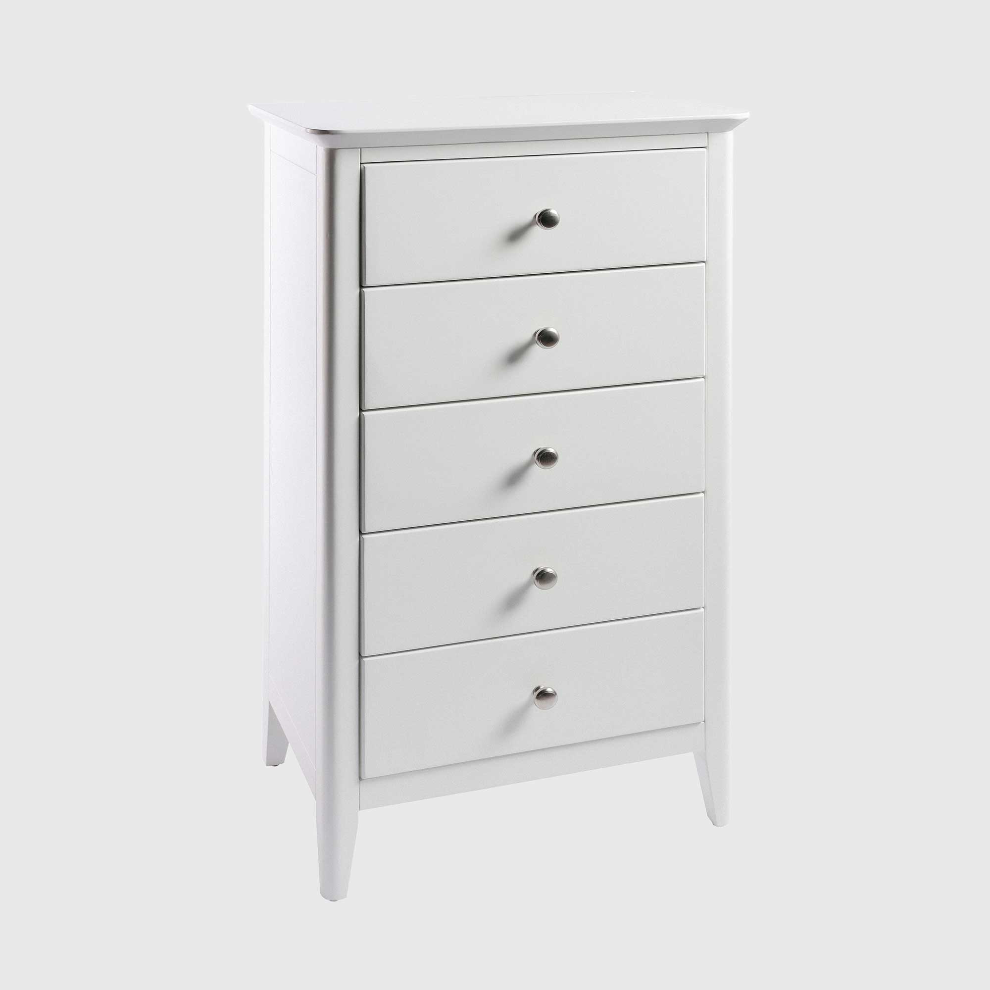 Springwell White Wooden 5 Drawer Tallboy, Painted finish - Barker ...