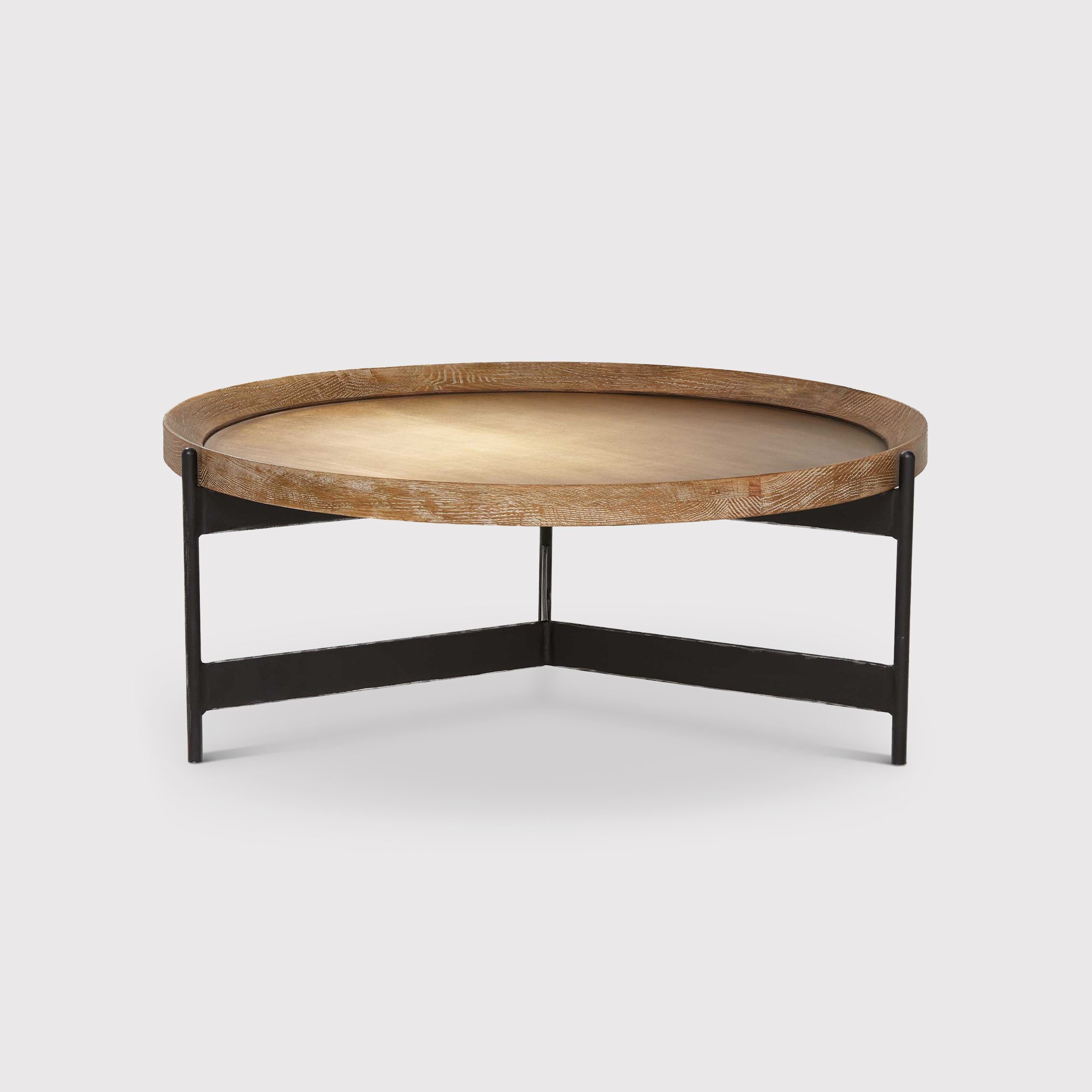 Zeke Edward Round Coffee Table 80cm, Brown | Barker & Stonehouse