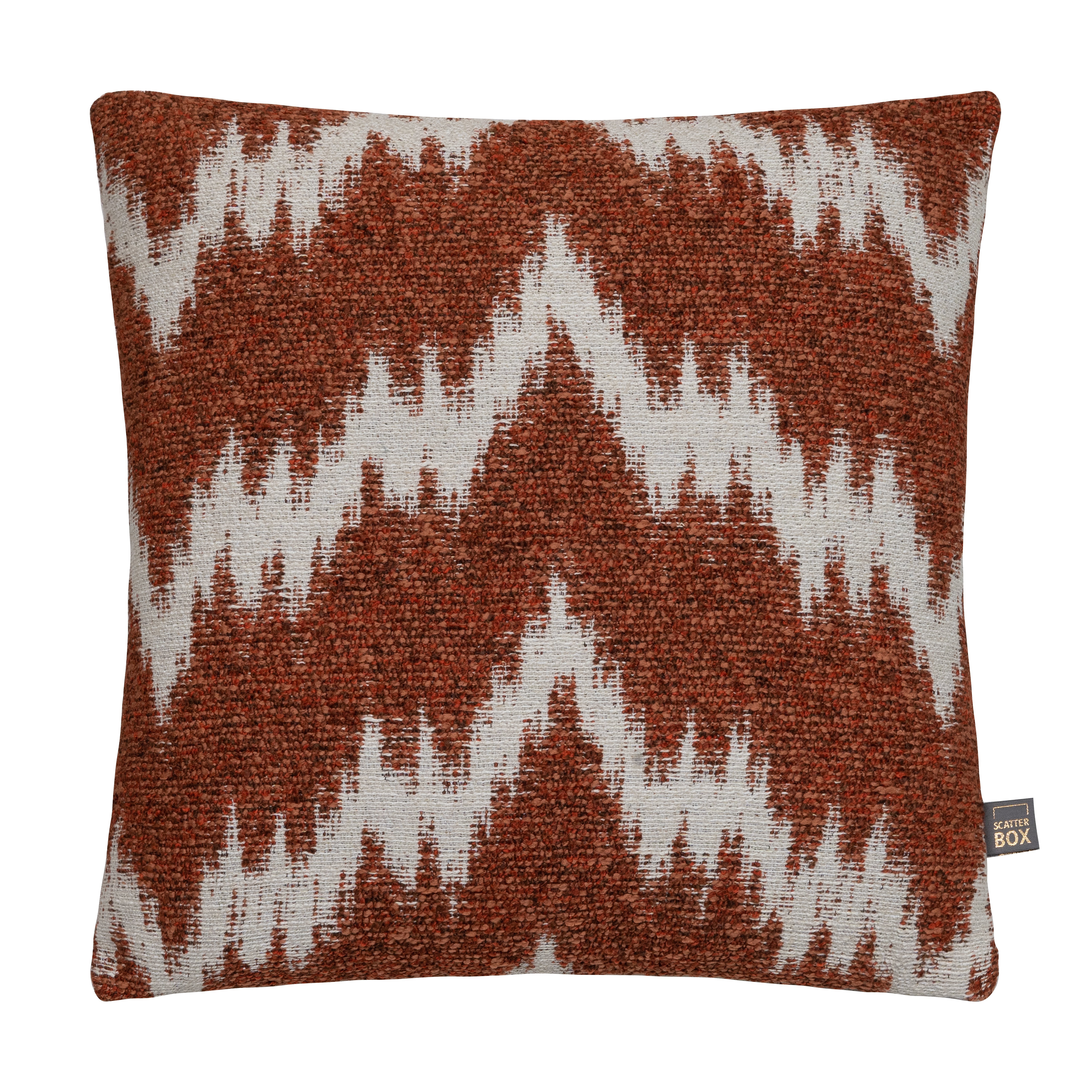 Zigzag Rust Cushion, Square, Orange | Barker & Stonehouse