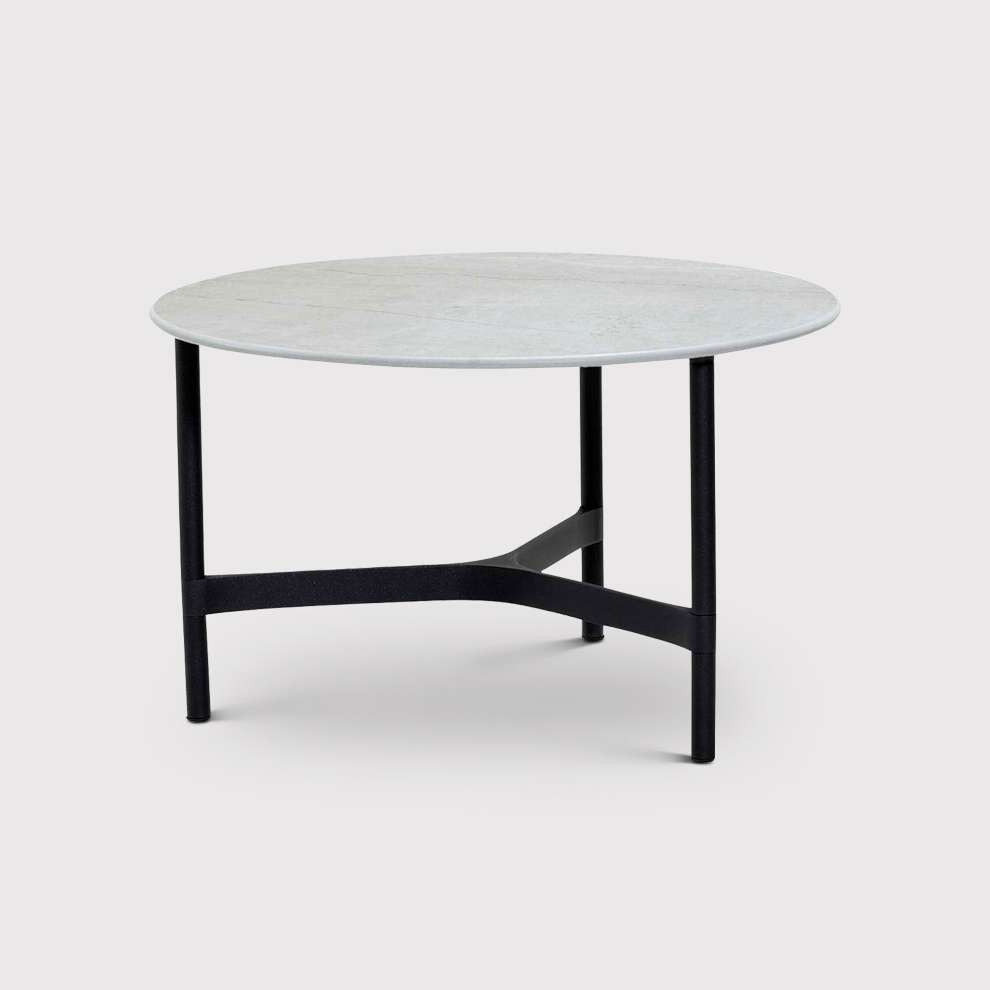Cane Line Twist Medium Base Coffee Table & Top 70cm, Round, Black Ceramic | Barker & Stonehouse
