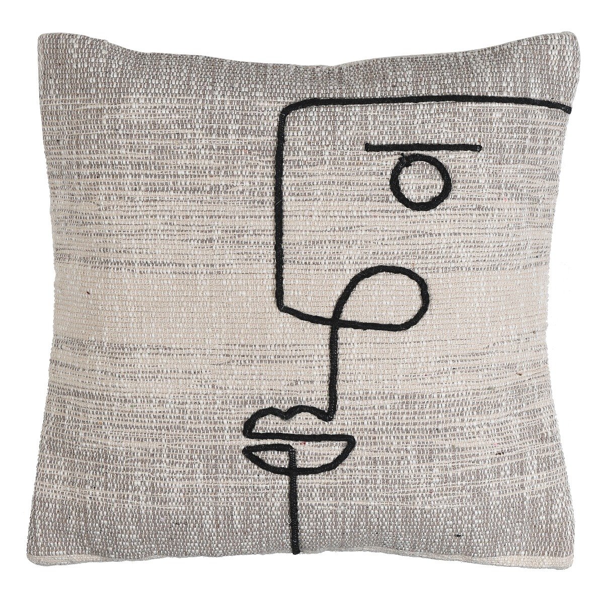 Abstract Face Cushion, Square, Neutral | Barker & Stonehouse