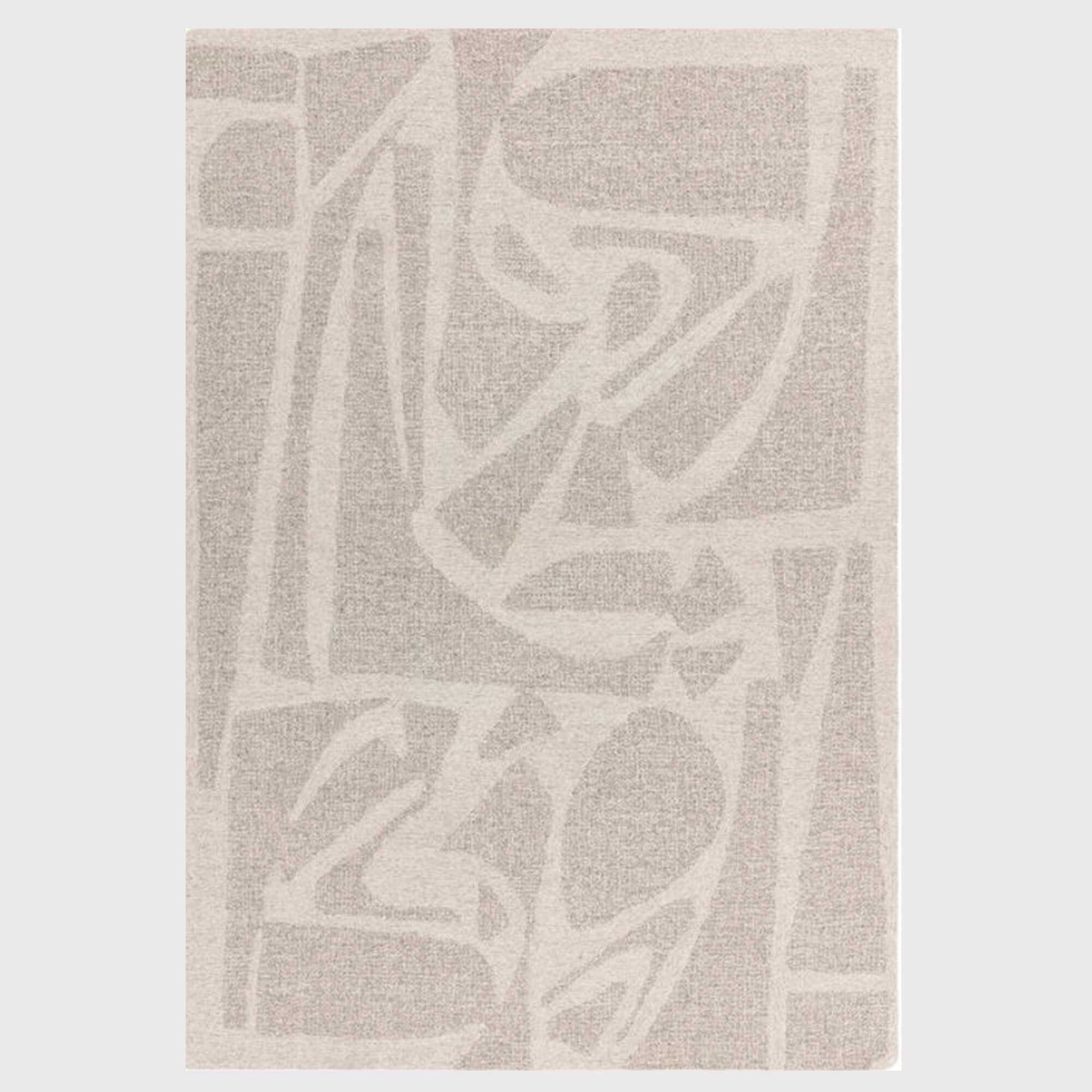 Alora Linen 120 x 170cm Rug, Square, Neutral 100% Wool | Barker & Stonehouse