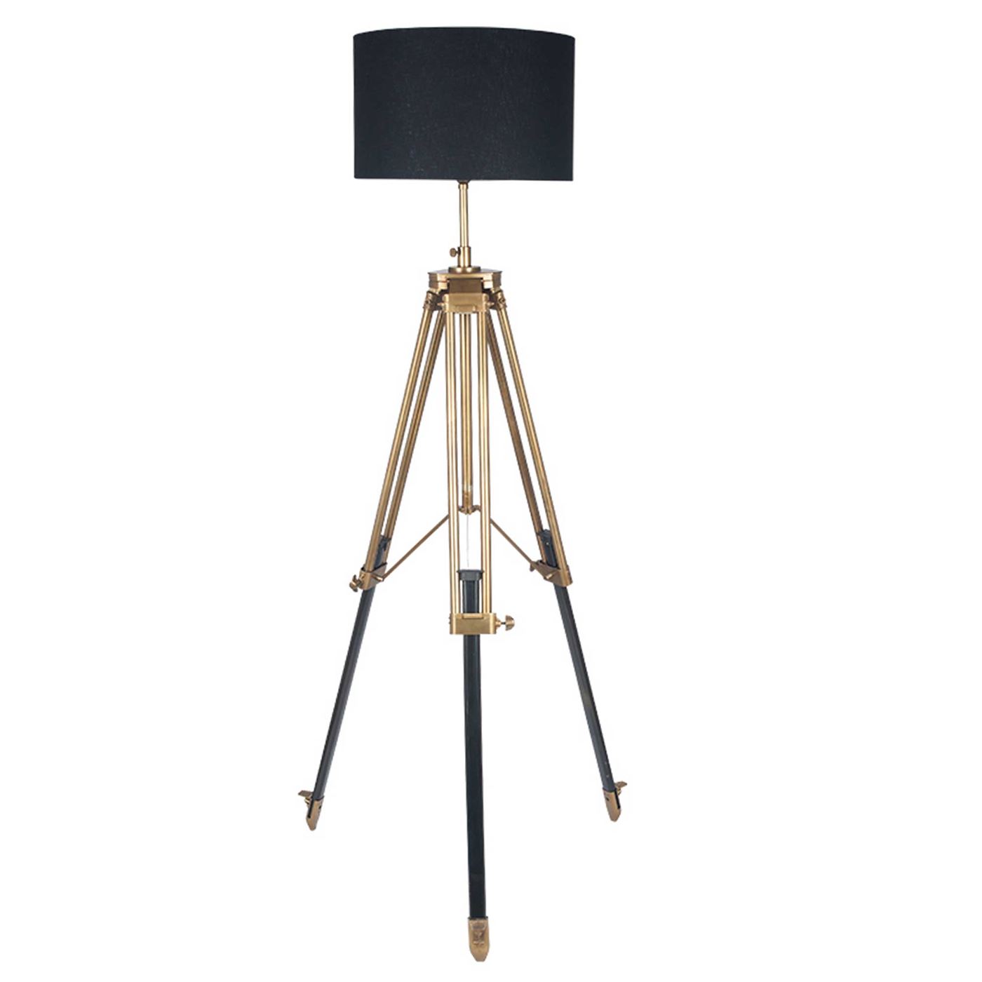 Antique Brass & Dark Wood Floor Lamp, Gold | Barker & Stonehouse