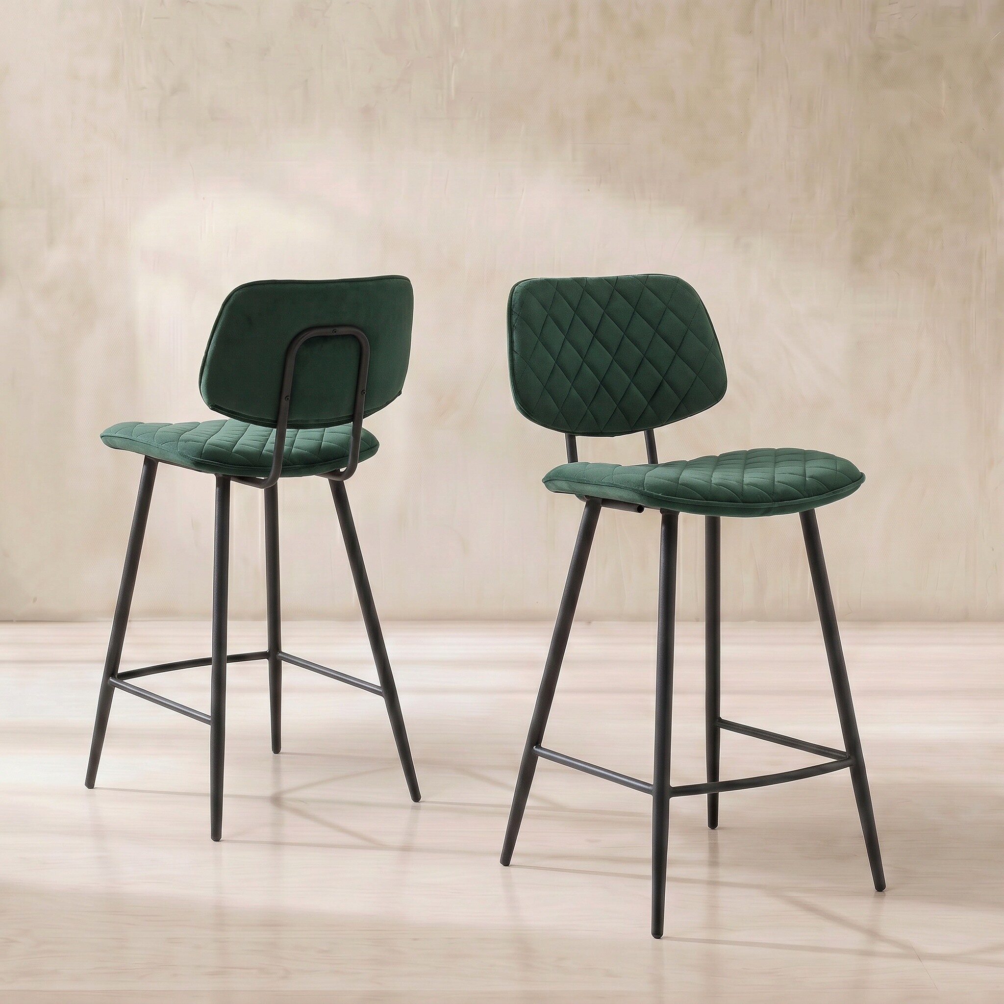 View Archer counter stool in green velvet View Archer counter stool in green velvet