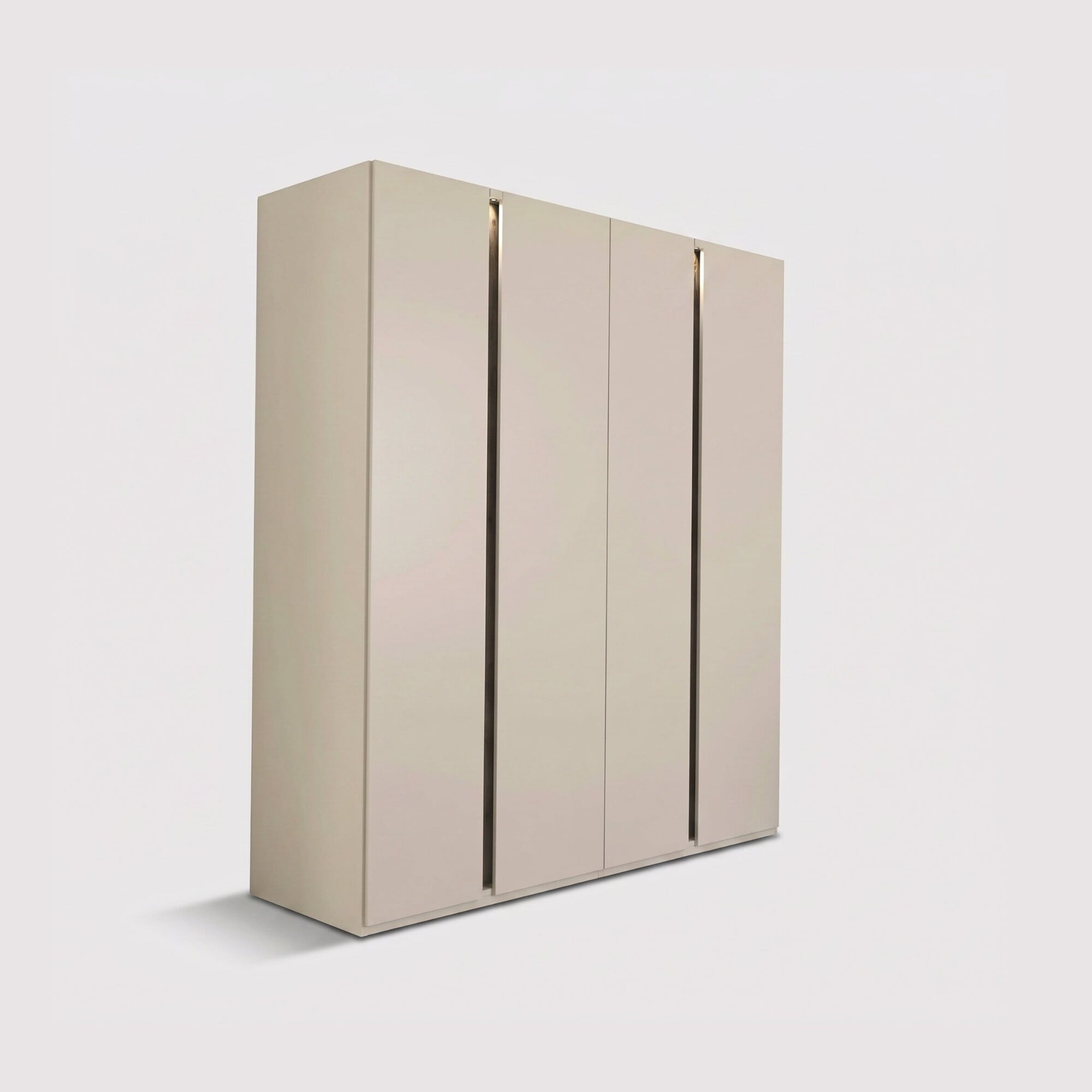 Arvada 4 door hinged wardrobe with lighting in neutral wood