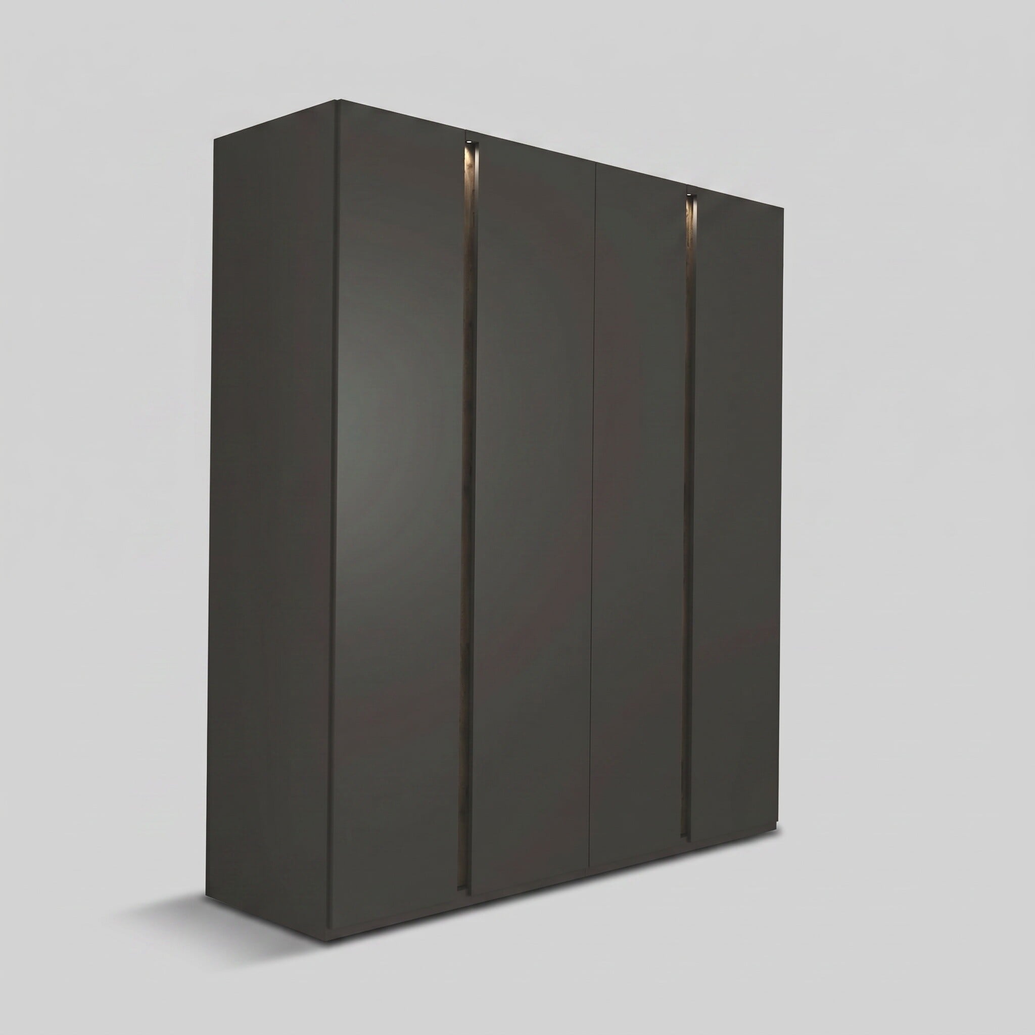 Arvada 4 door hinged wardrobe with lighting in black wood