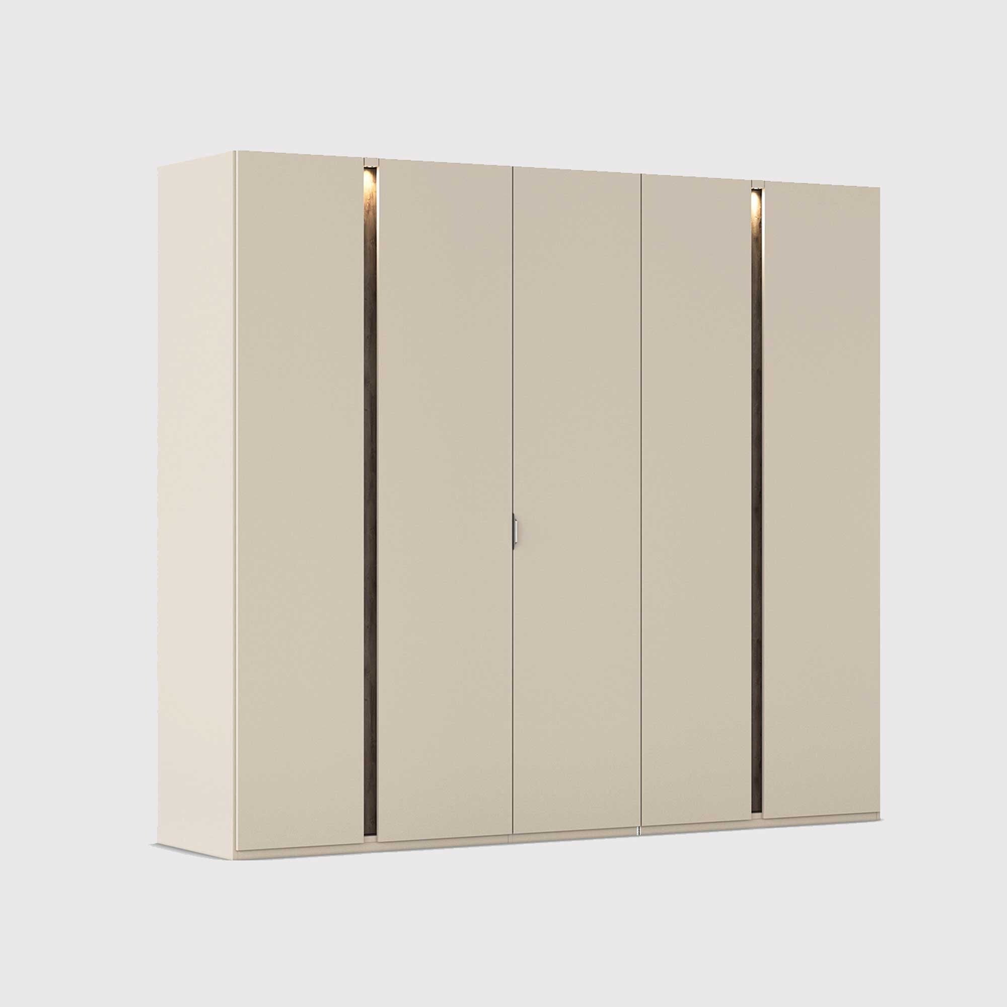Arvada 5 door hinged wardrobe with lighting in neutral wood