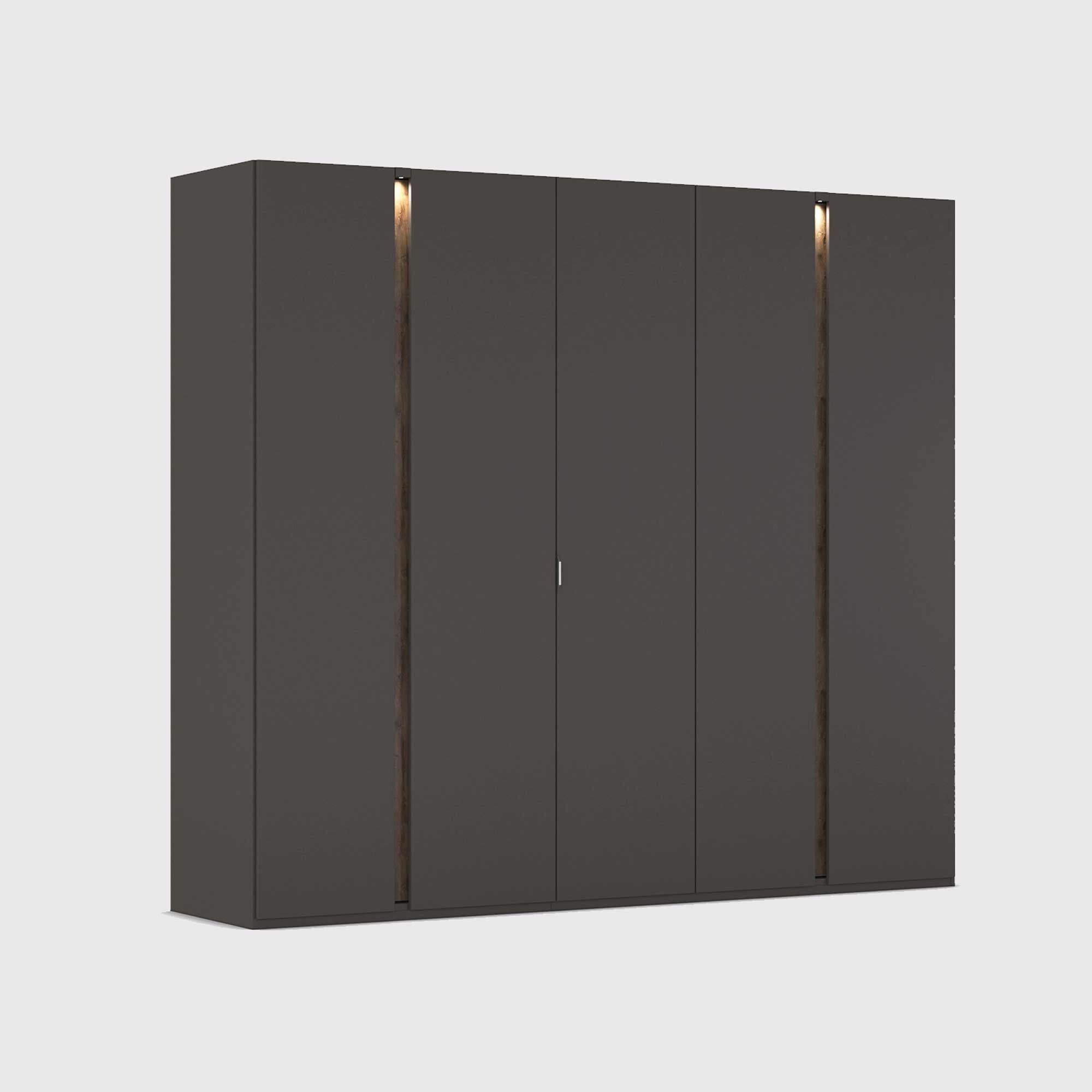 Arvada 5 door hinged wardrobe with lighting in black wood