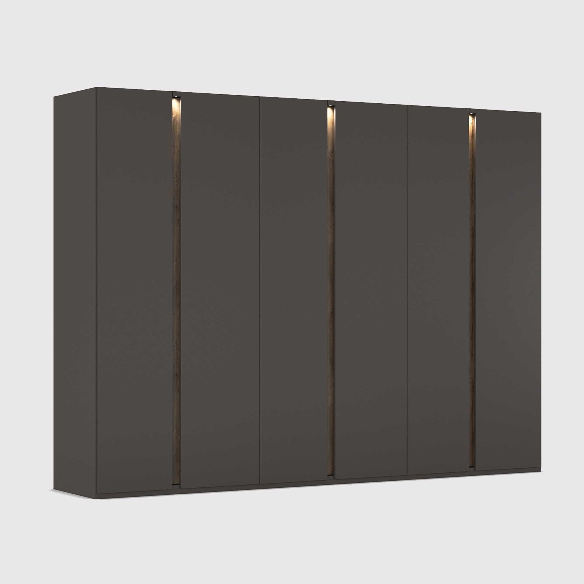 Arvada 6 door hinged wardrobe with lighting in black wood