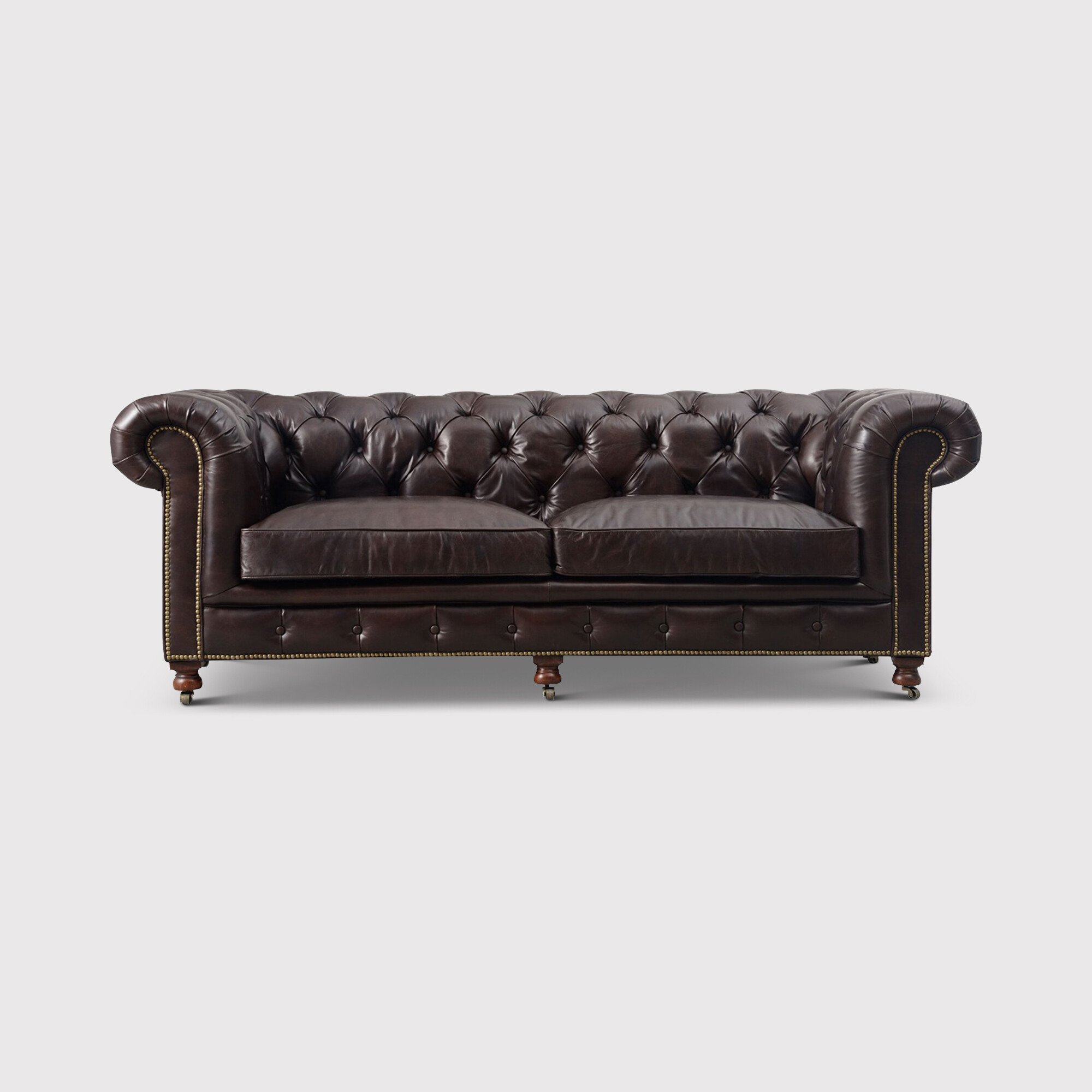 Asquith 2.5 Seater Chesterfield Sofa, Brown Leather | Barker & Stonehouse