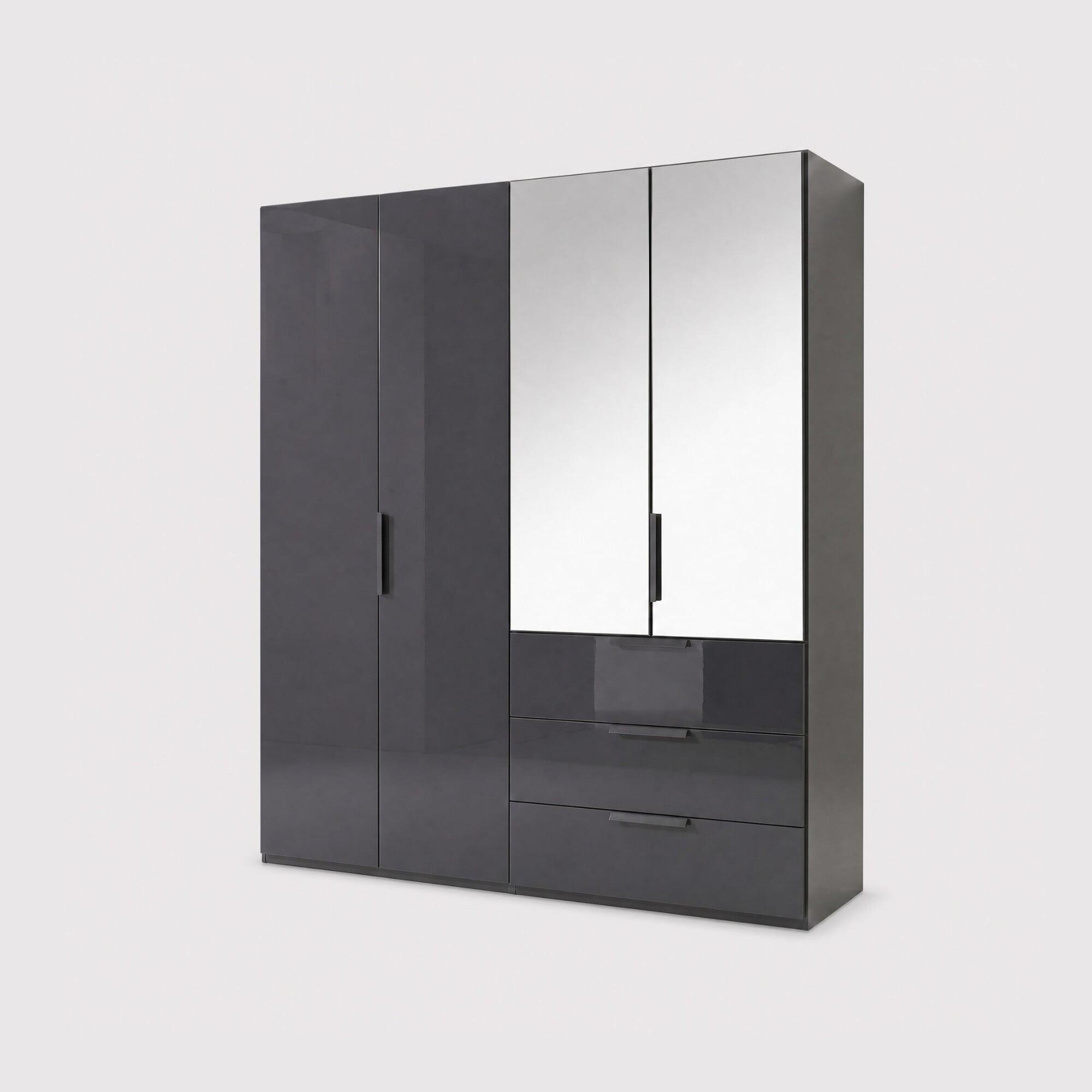 Atlanta 4 door 3 drawer wardrobe 201cm height 223cm in black