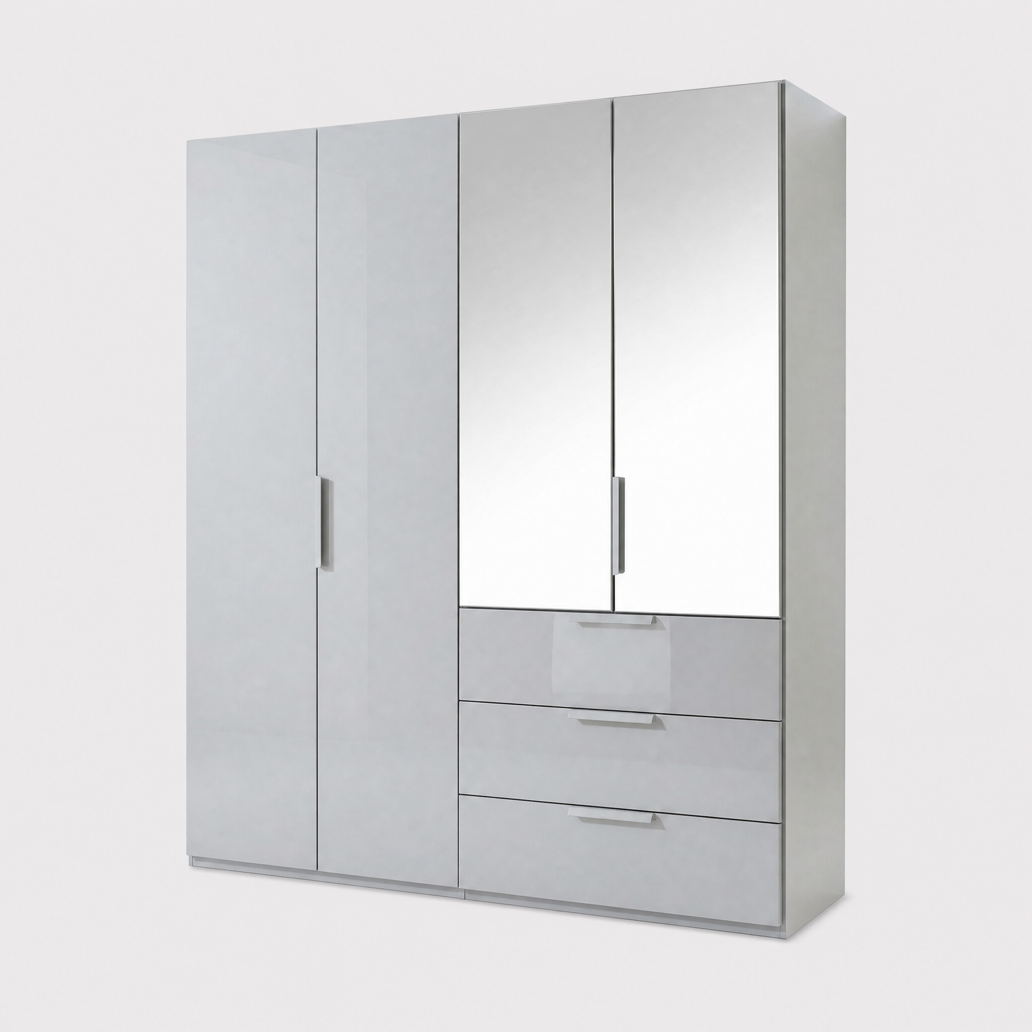 Atlanta 4 door 3 drawer wardrobe 201cm height 223cm in grey
