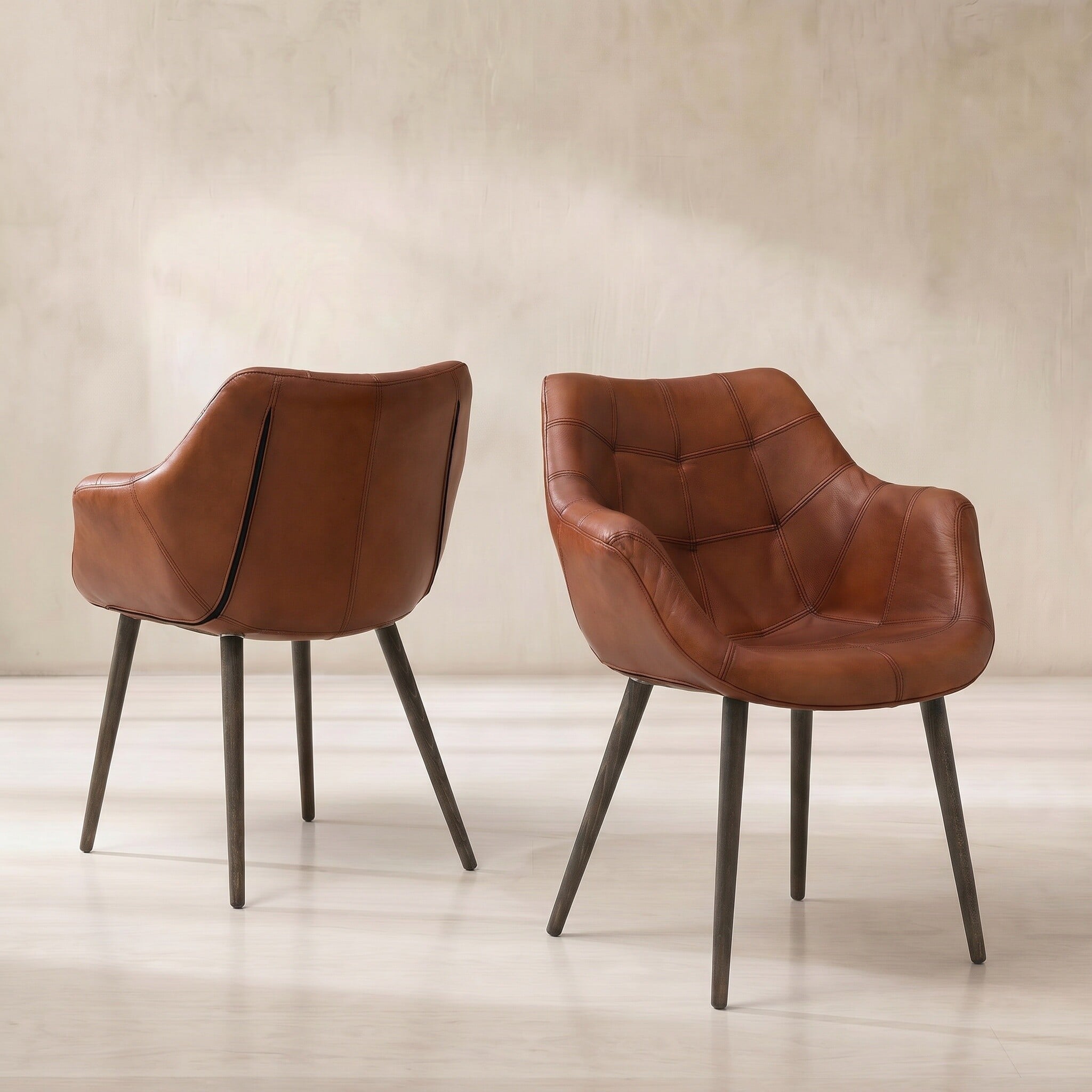 Pure furniture birinus dining chair in brown leather