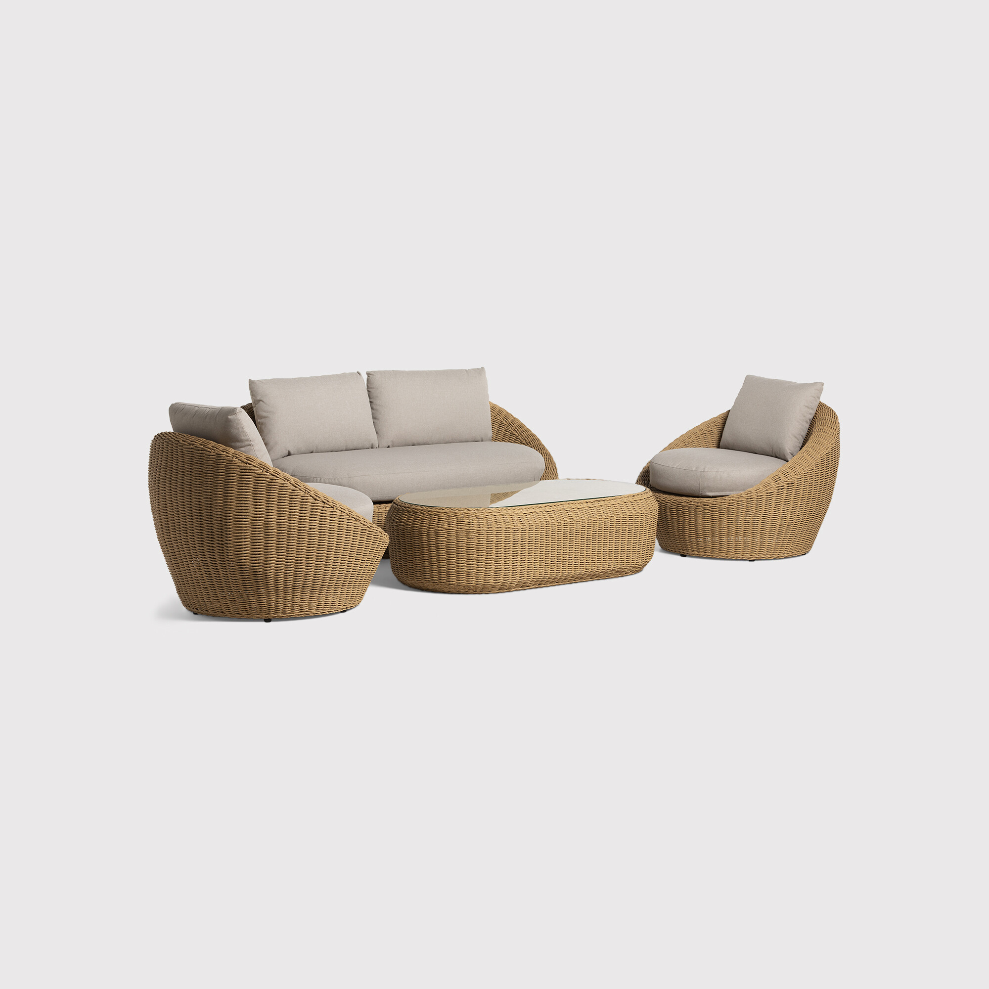 Bali Garden Lounge Set, Rattan, Neutral | Barker & Stonehouse