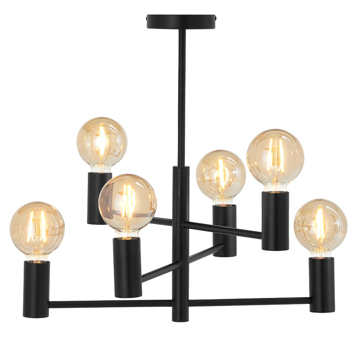 Black 6 Bulb Pendant Light Metal | Barker & Stonehouse