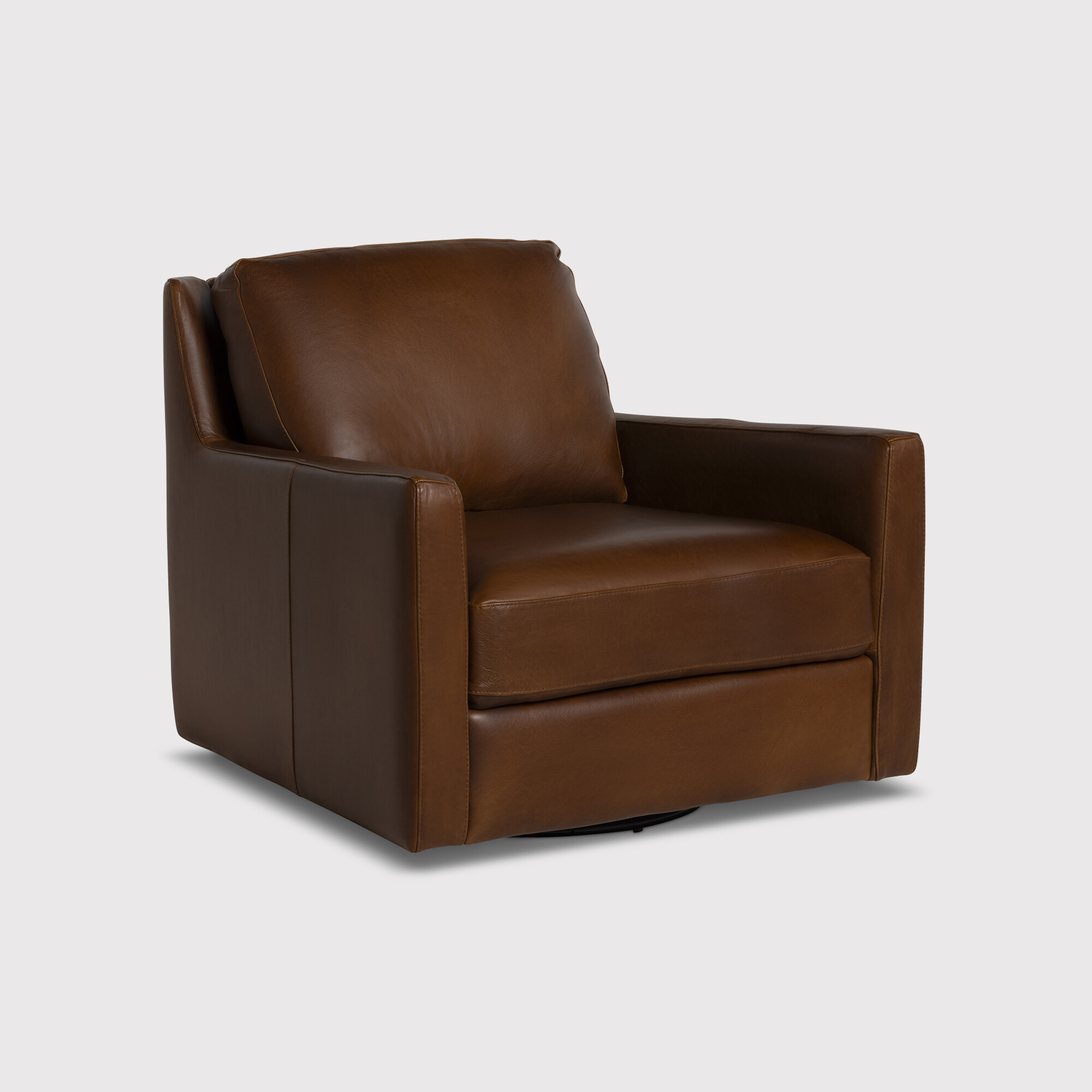 Barclay Swivel Armchair, Brown Leather | Barker & Stonehouse