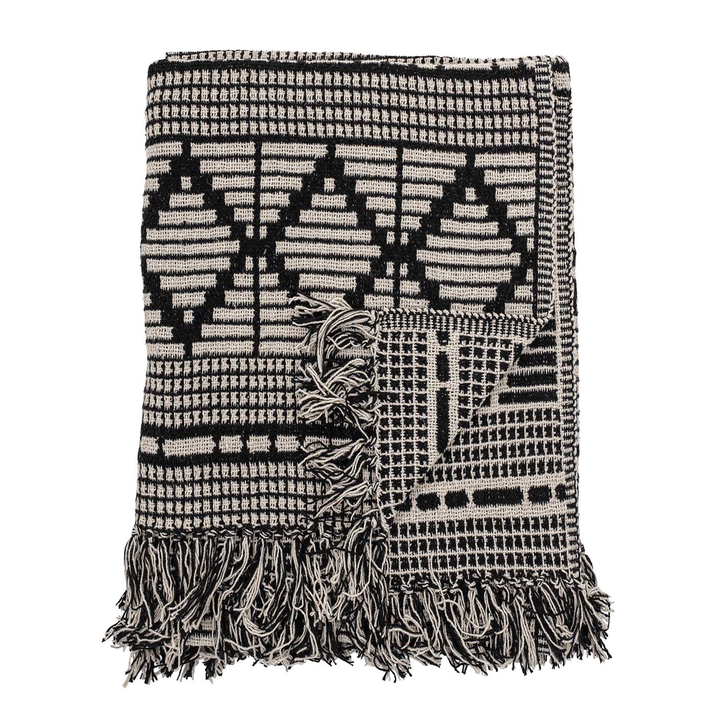 Black Fringe Throw Blanket | Barker & Stonehouse