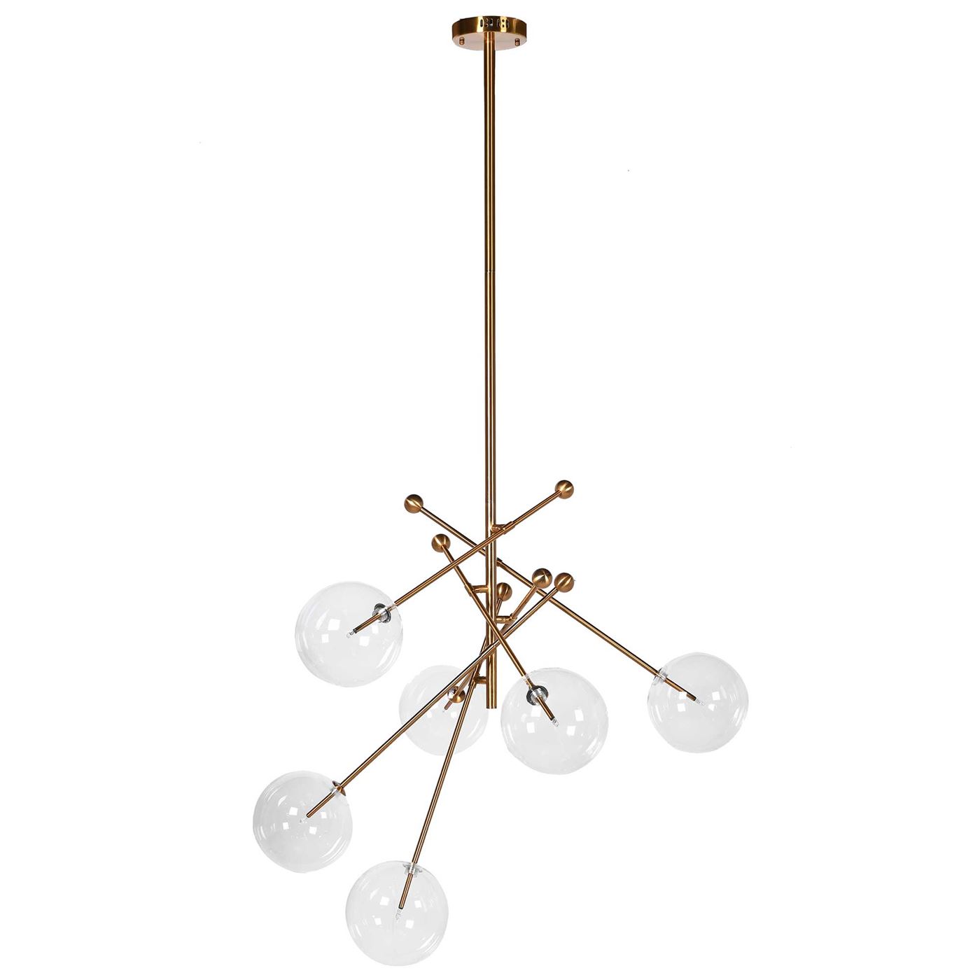 Photo of Glass ball shade pendant light in gold
