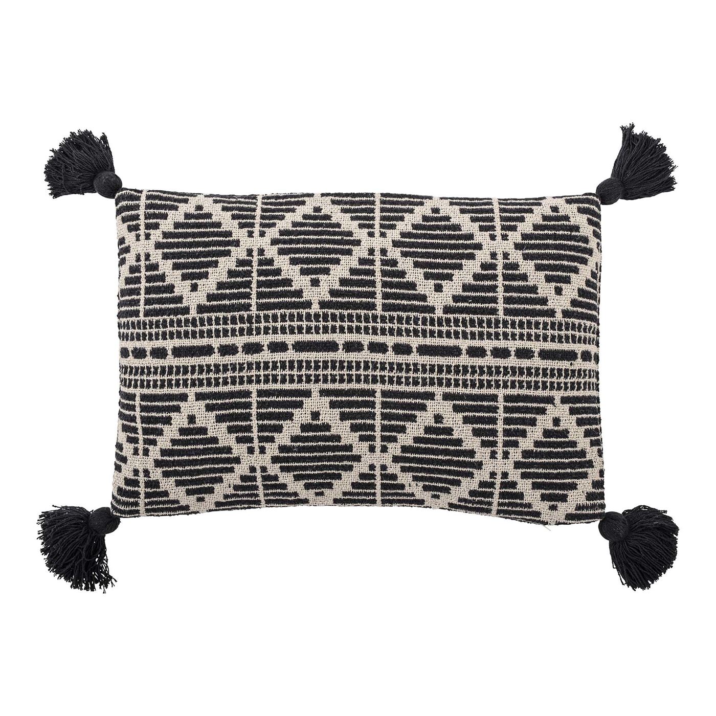 Black Tassel Cushion, Square Fabric | Barker & Stonehouse