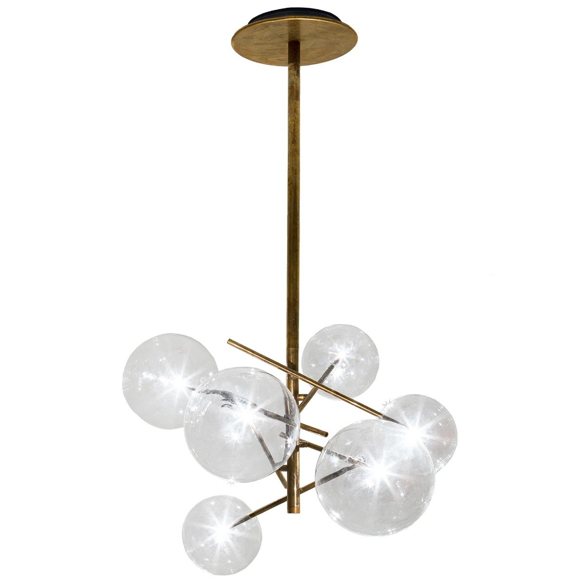 Galotti and Radice Bolle Hanging Pendant Lamp With 4 Spheres Light, Gold | Barker & Stonehouse