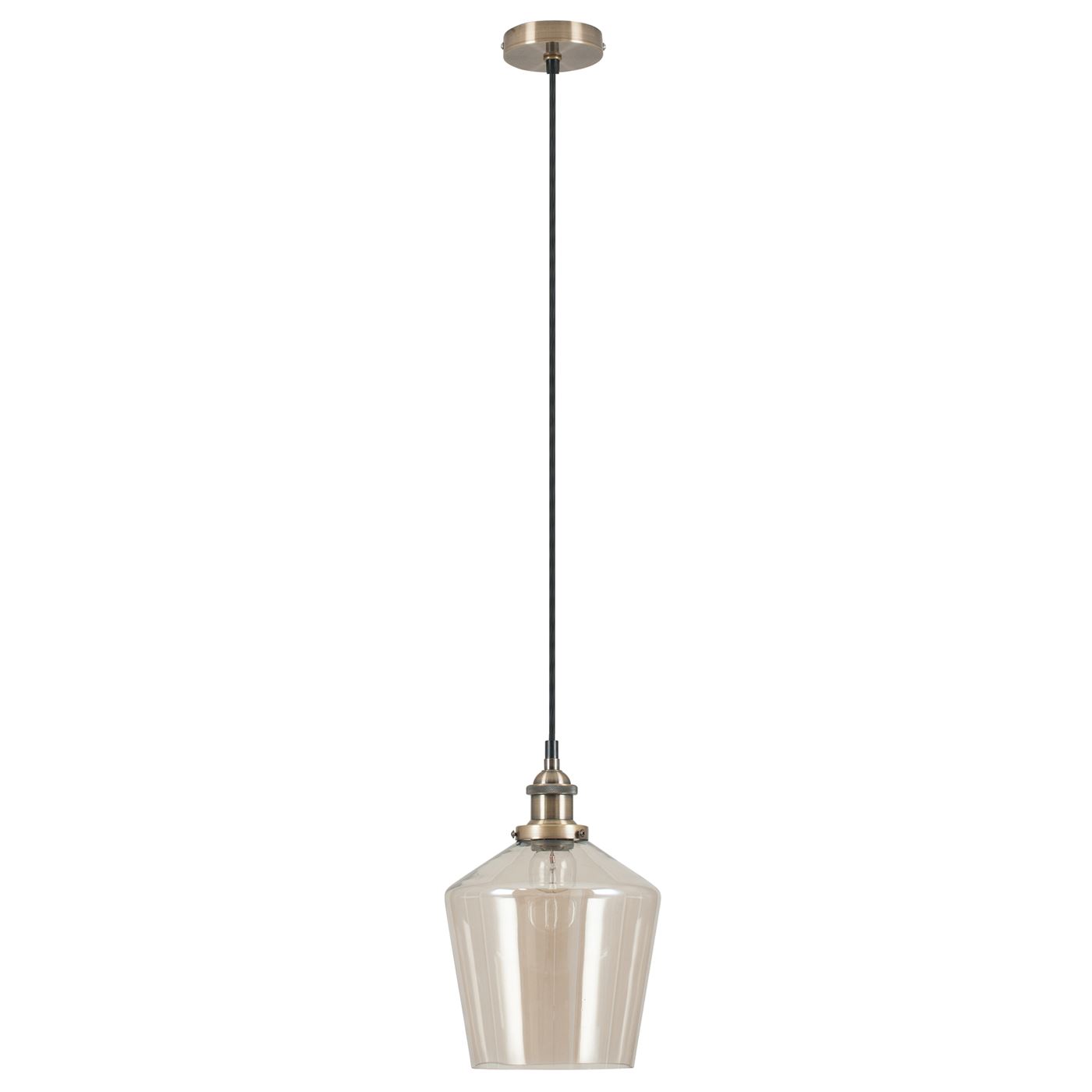 Antique Brass & Lustre Glass Pendant Light, Gold | Barker & Stonehouse