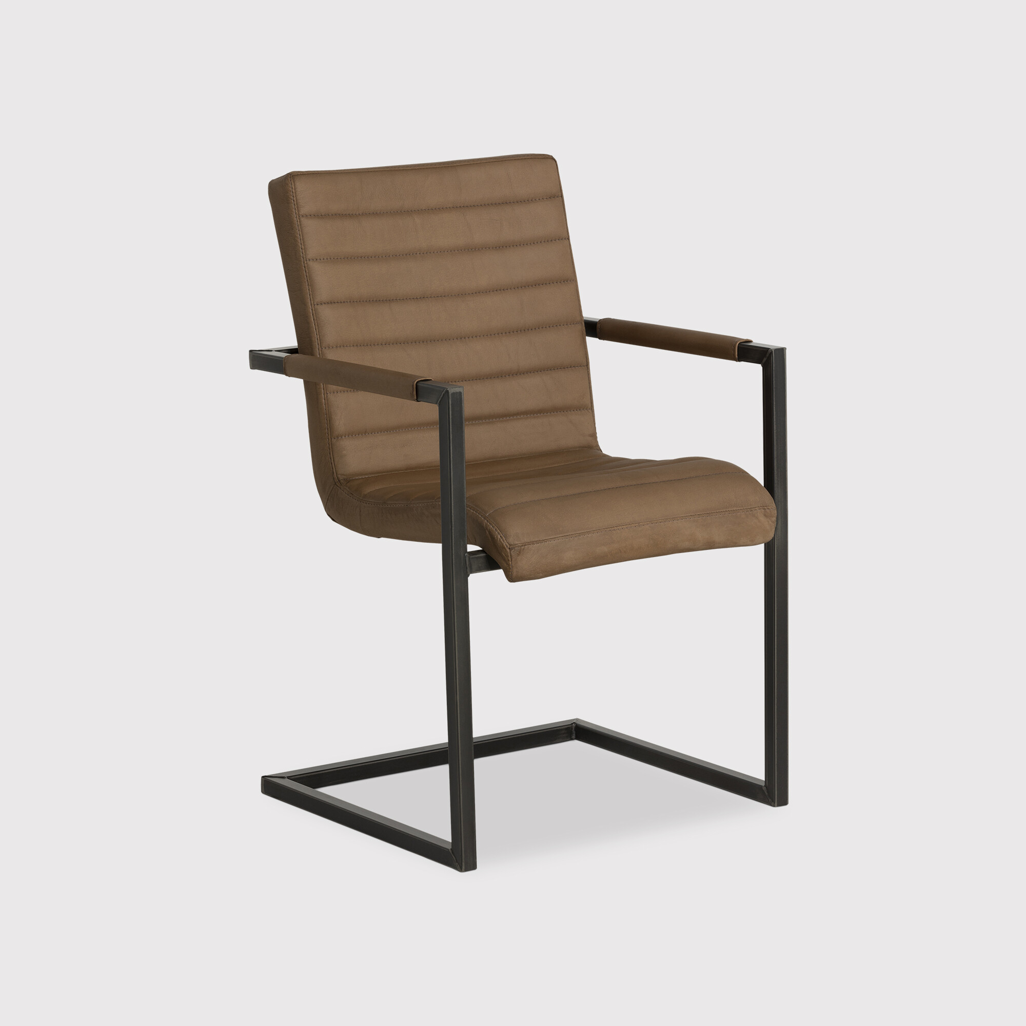 Pure Furniture Brutus Light Brown Matt Leather Stitched Dining Armchair ...