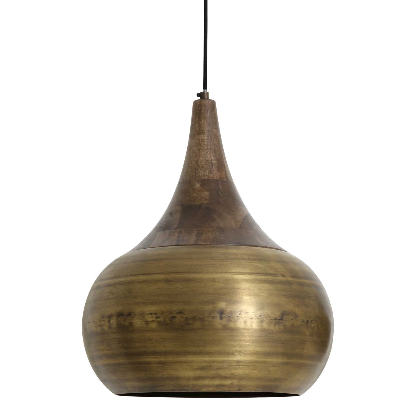 Large Bronze Wooden Top Pendant Light, Gold | Barker & Stonehouse