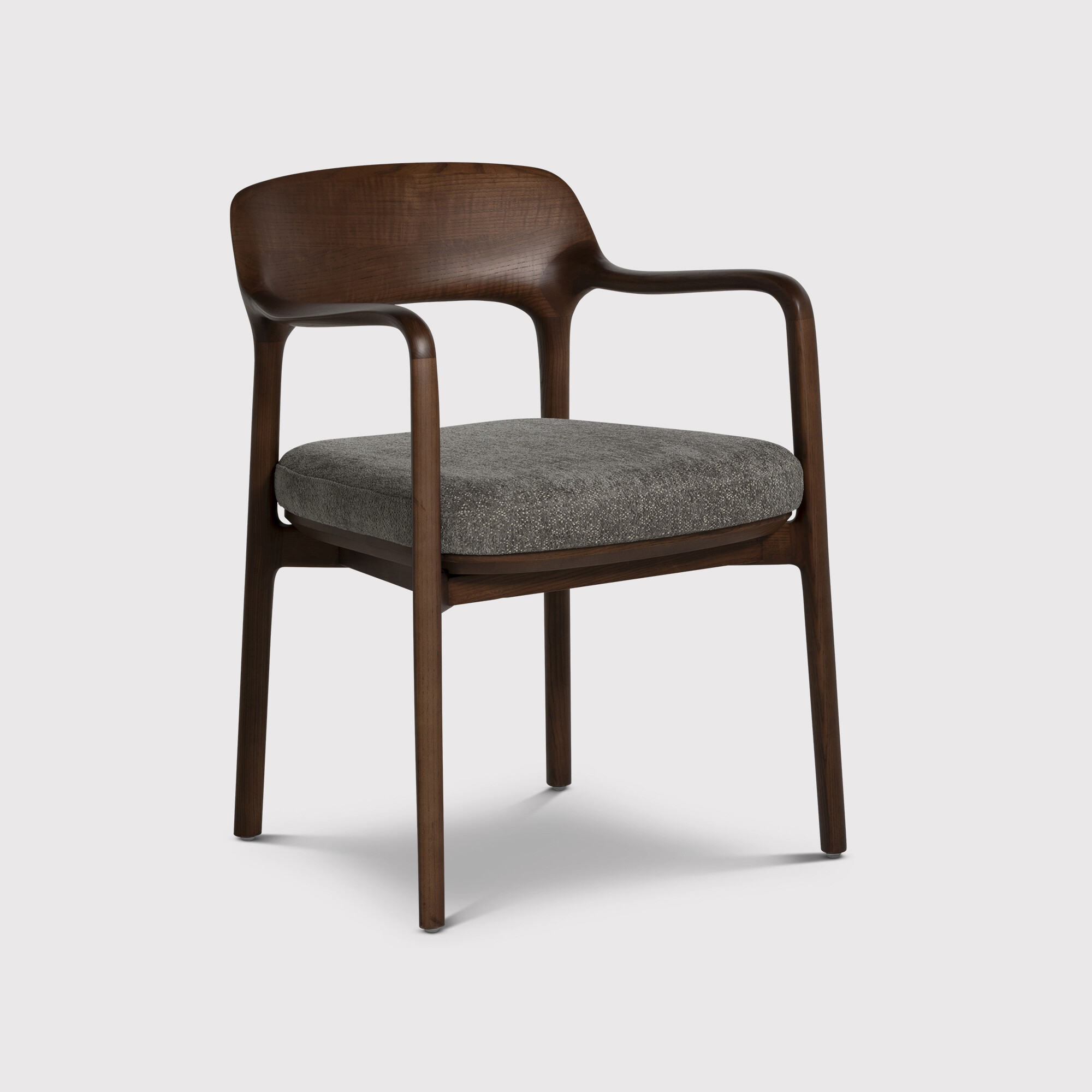 Bute Grey Fabric Dining Chair with Dark Wood, In Raven 07 Grey and Walnut - Barker & Stonehouse