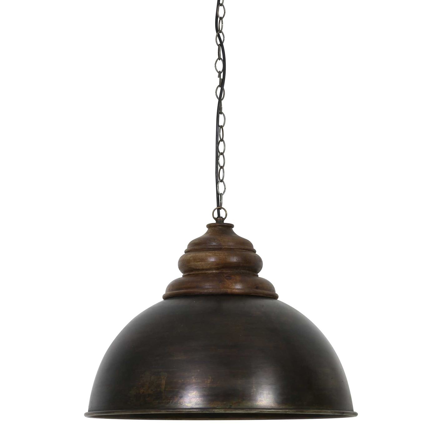 Black Zinc & Wood Hanging Pendant Light | Barker & Stonehouse
