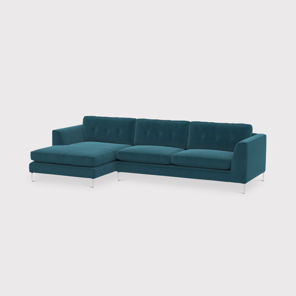 Conza Large Chaise Corner Sofa Left, Teal Fabric | Barker & Stonehouse