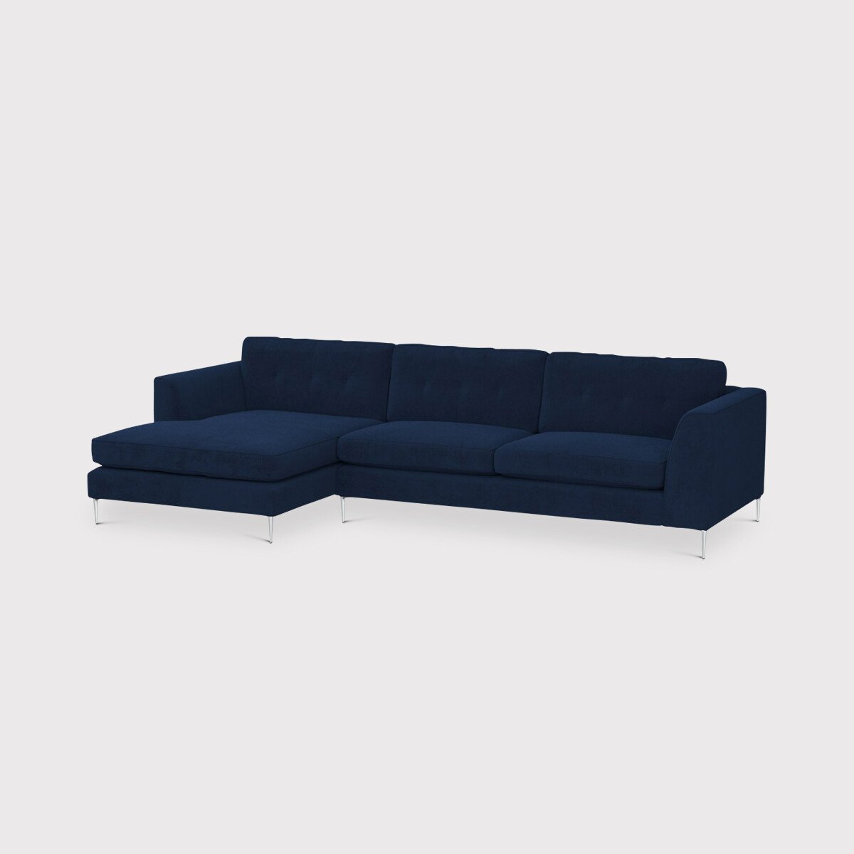 Conza Large Chaise Corner Sofa Left, Blue Fabric | Barker & Stonehouse