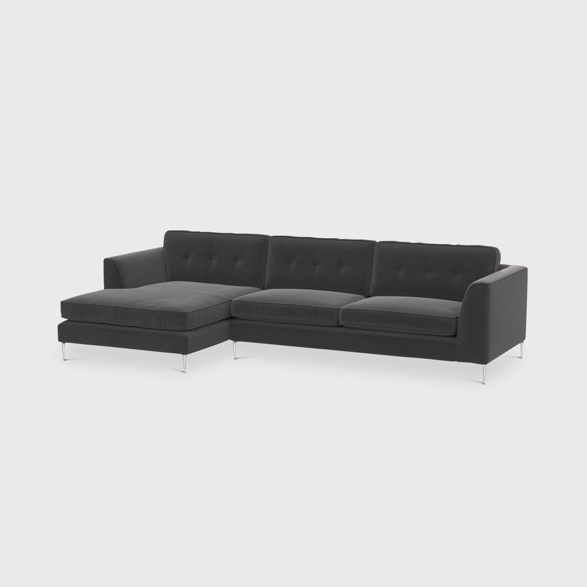 Conza Large Chaise Corner Sofa Left, Black Fabric | Barker & Stonehouse