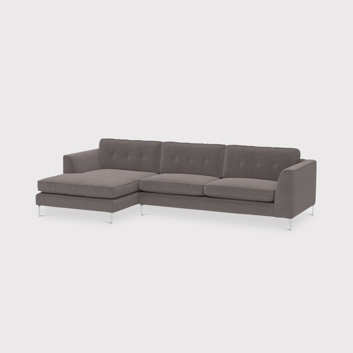 Conza Large Chaise Corner Sofa Left, Grey Fabric | Barker & Stonehouse