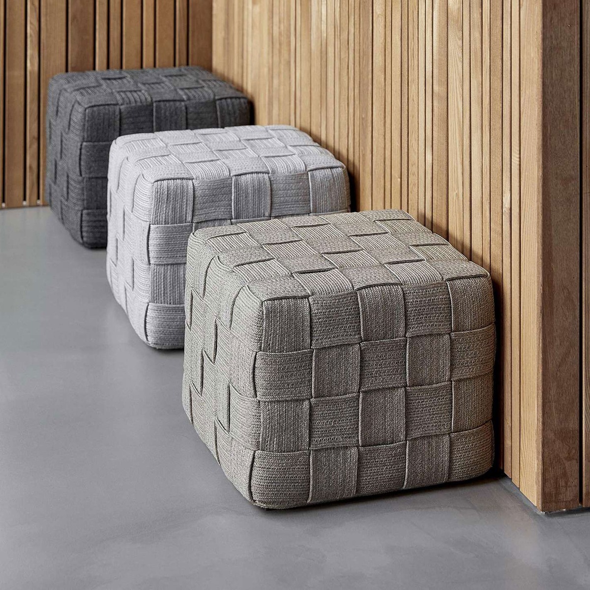 Cane Line Cube Footstool, Square, Grey | Barker & Stonehouse