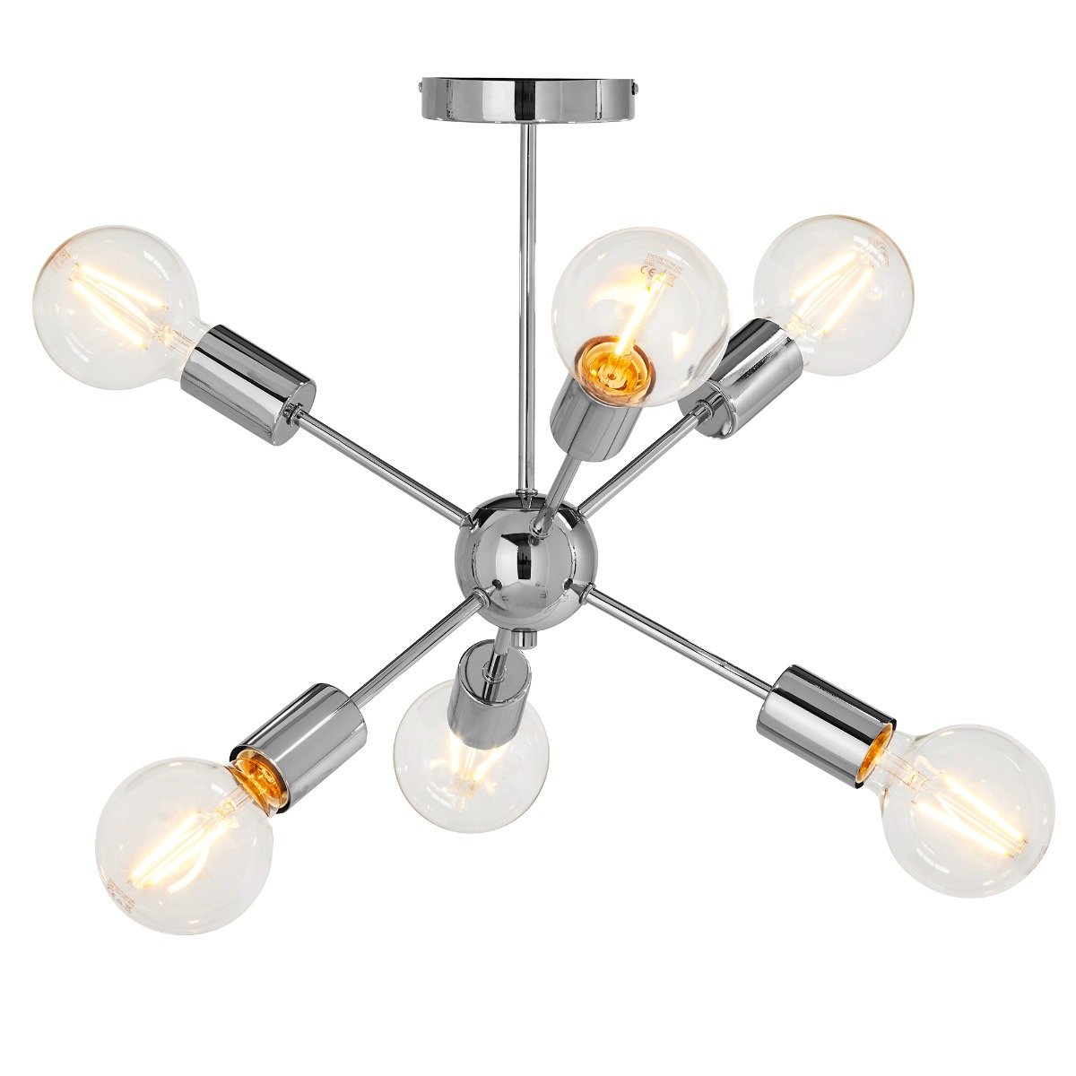 Chrome 6 Bulb Pendant Light, Silver | Barker & Stonehouse