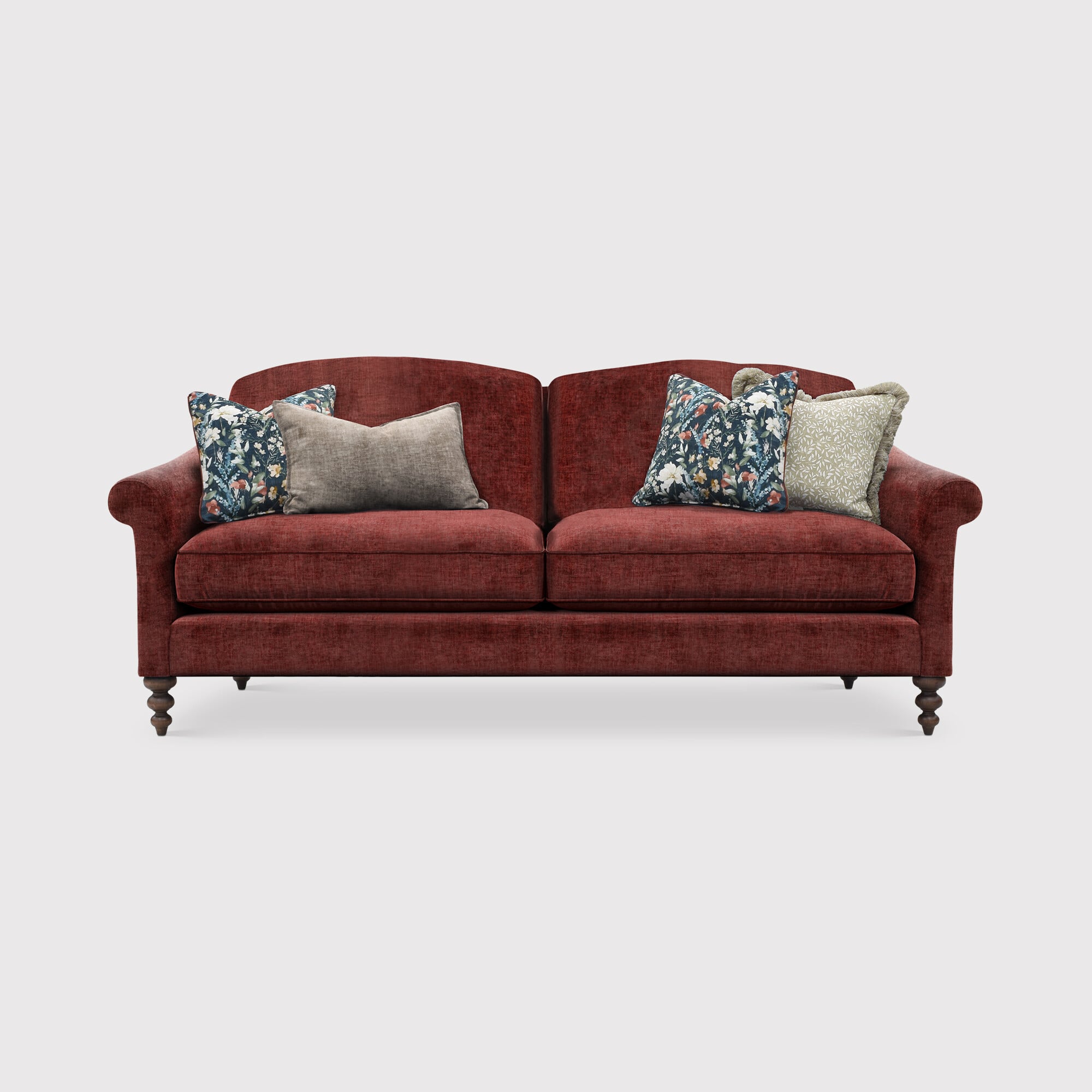 English heritage clover 26 large sofa with pre set scatters in red