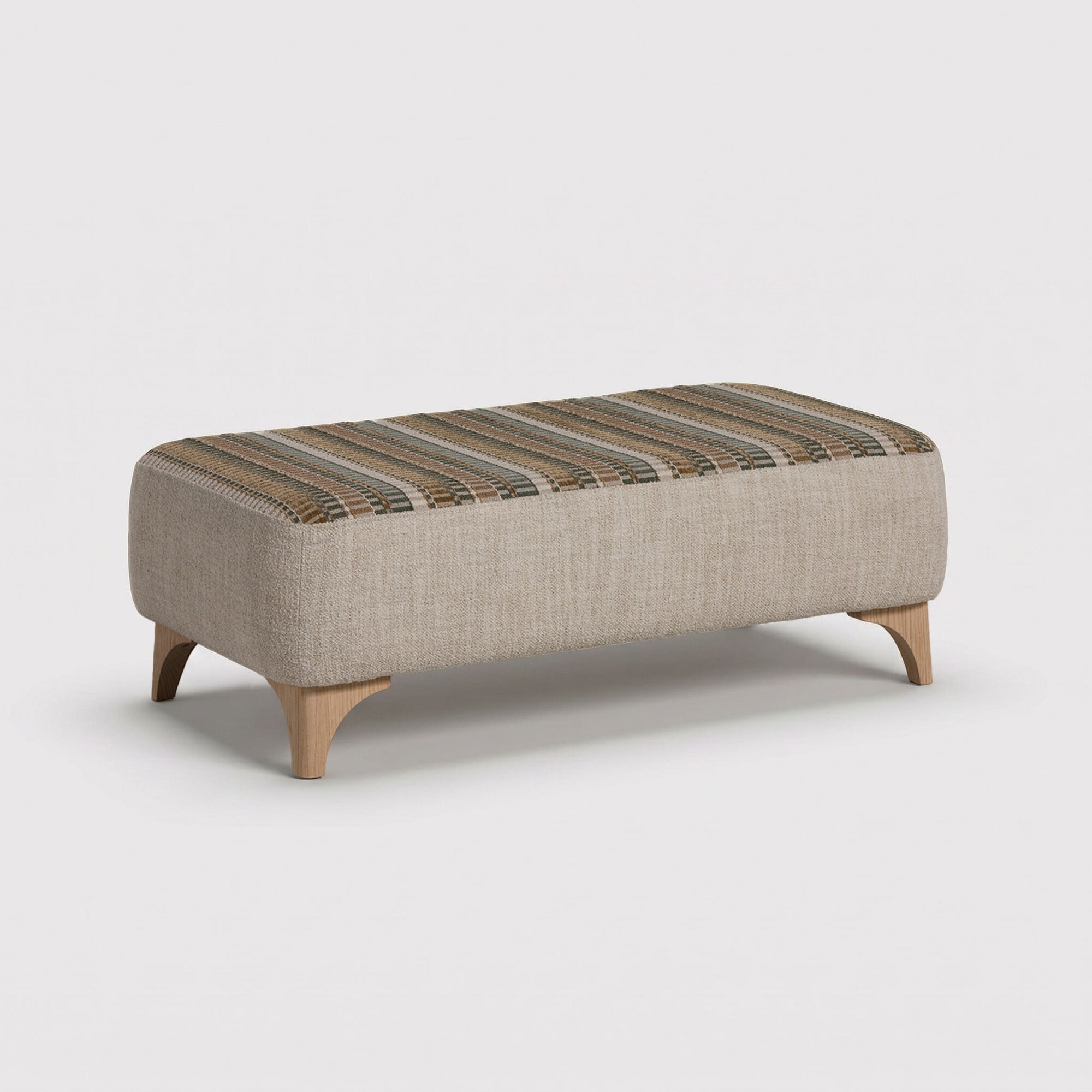 View Calloway bench stool natural oak foot in neutral fabric