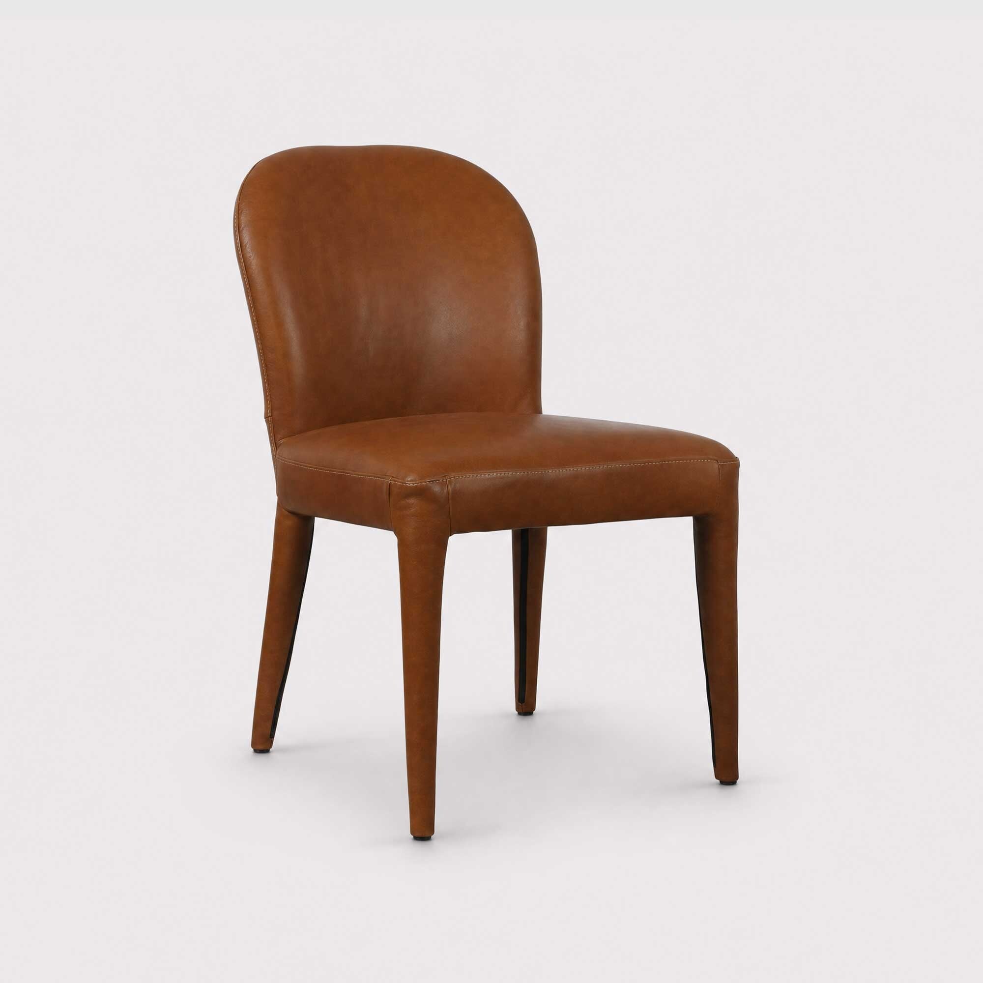 Combe dining chair in brown leather