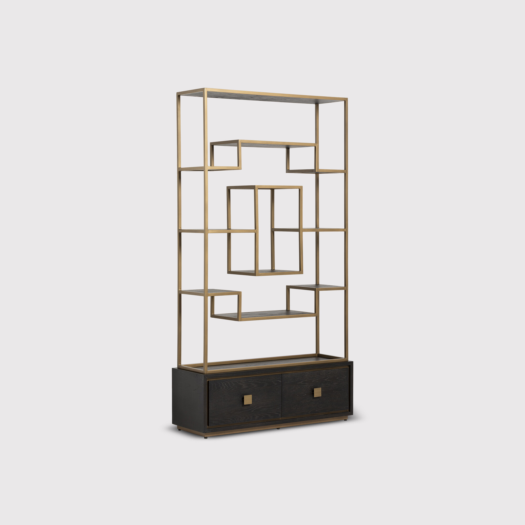 Cantha 2 Drawer Display Cabinet, Brown Oak | Barker & Stonehouse