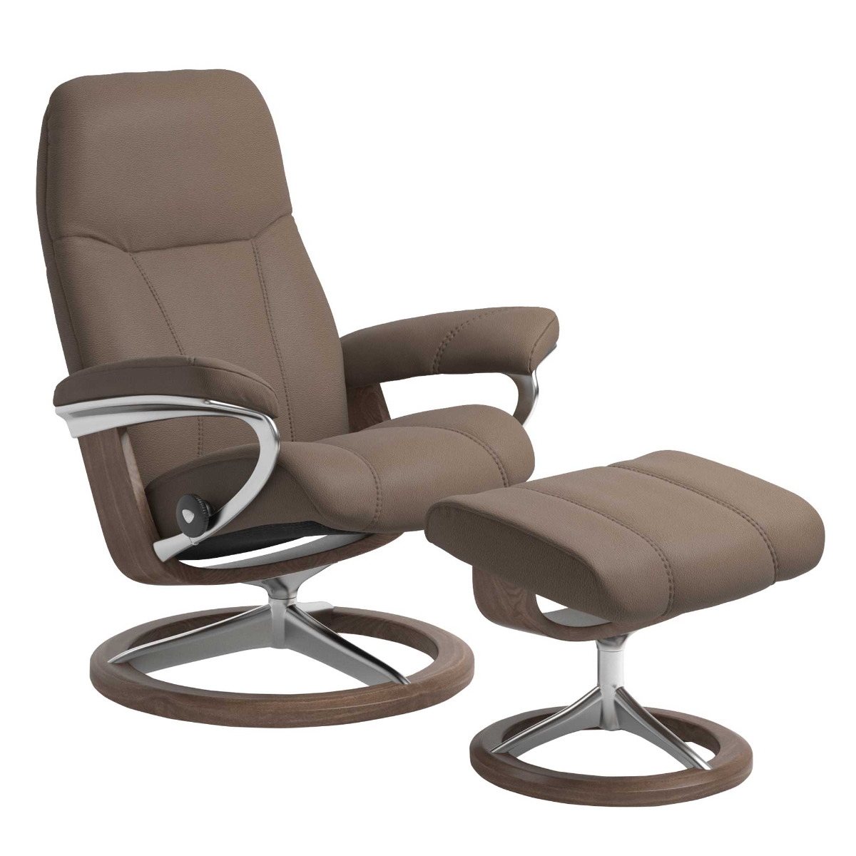 Stressless Consul Medium Signature Chair and Footstool Quickship Batick